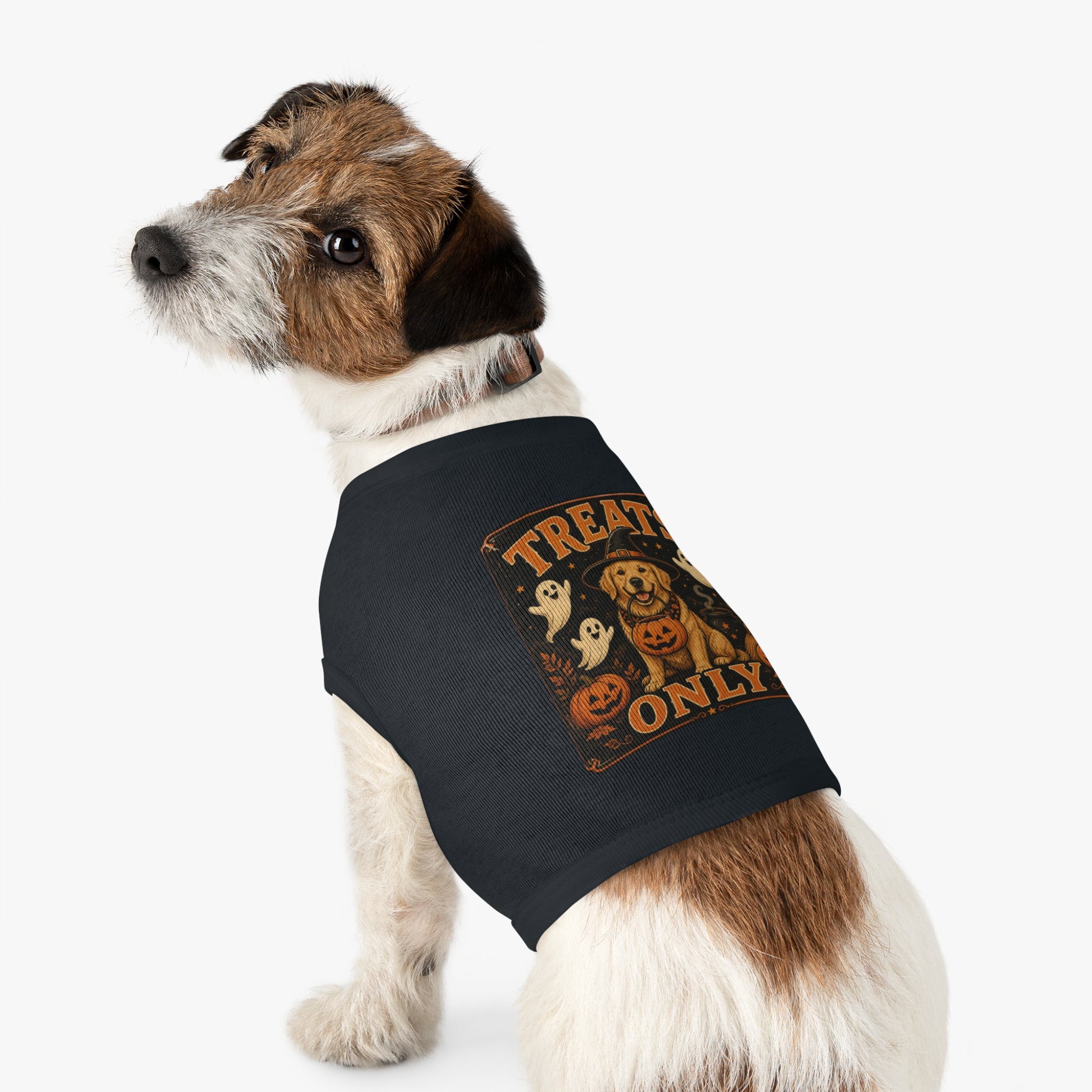 Halloween Dog Tank Top - "Treats Only" Pumpkin Puppy Pet Tank