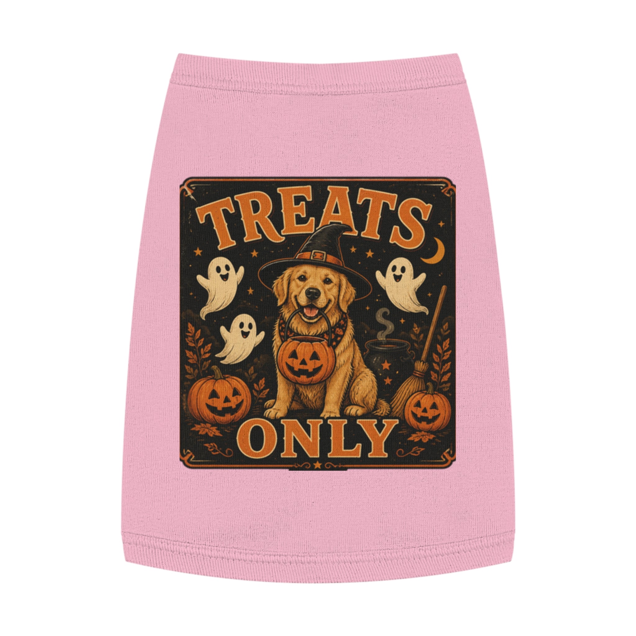 Halloween Dog Tank Top - "Treats Only" Pumpkin Puppy Pet Tank