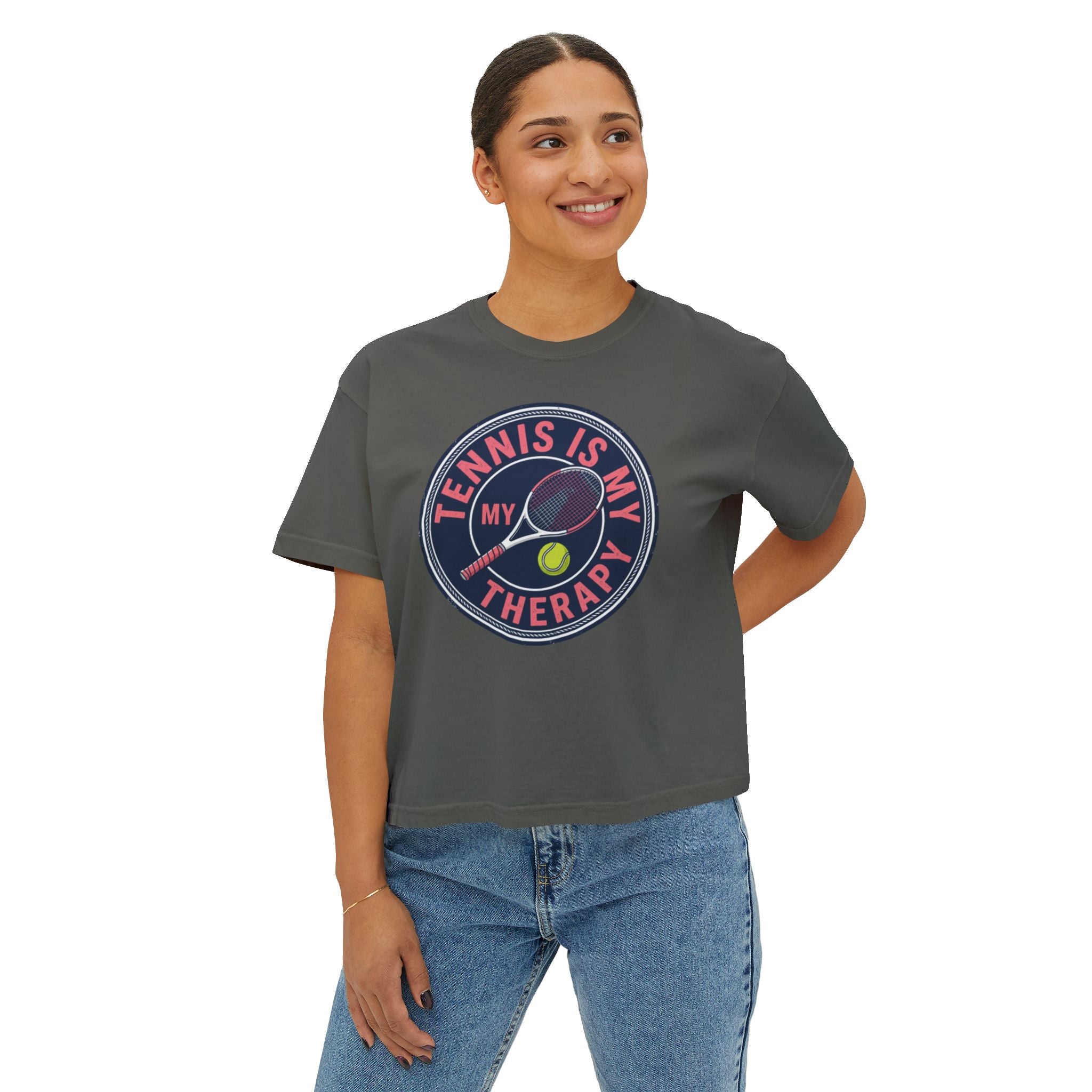 Tennis Tee — "Tennis Is My Therapy" Women's Boxy Shirt