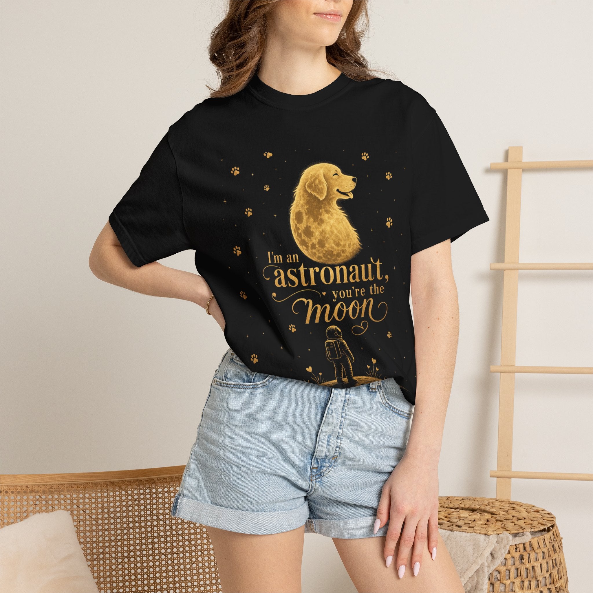 Astronaut & Moon Dog T-Shirt — "I'm an Astronaut, You're the Moon" Cute Space Dog Tee