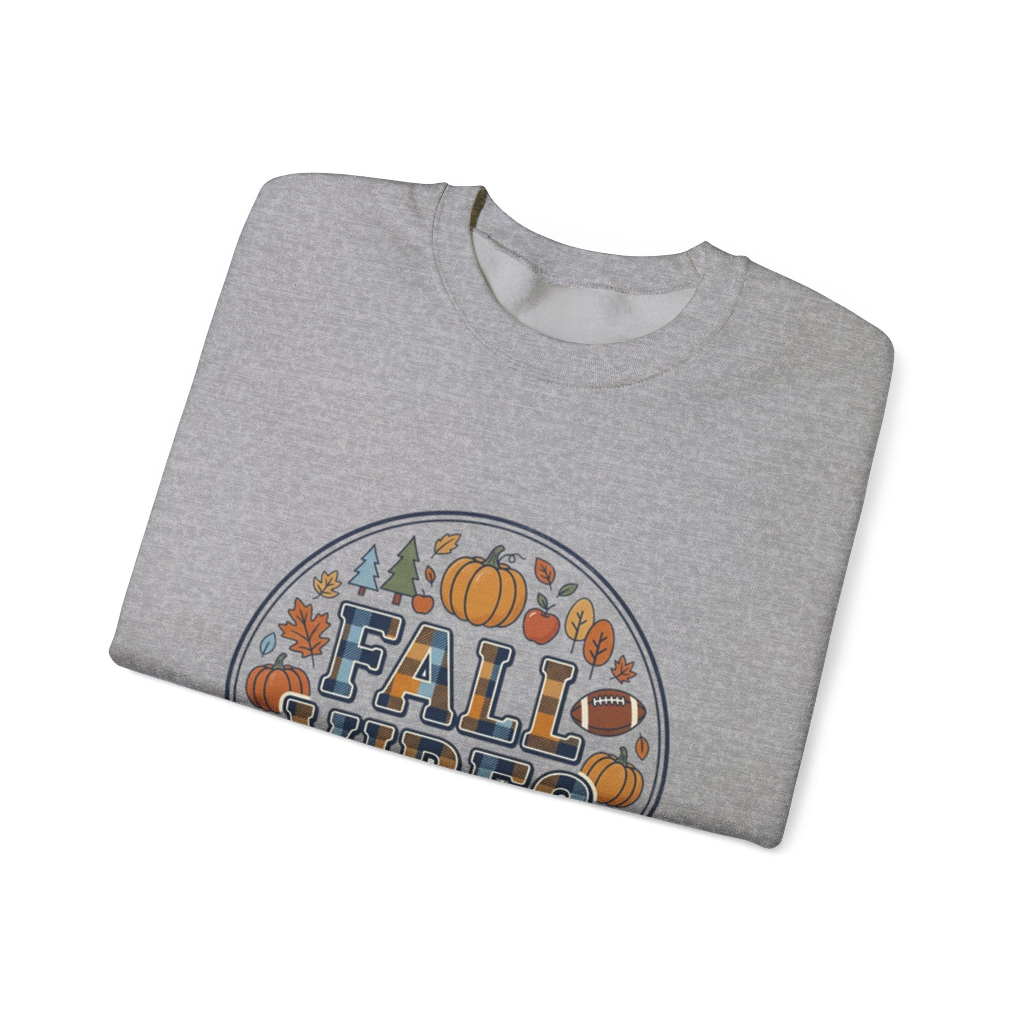 Fall Vibes Crewneck Sweatshirt — Pumpkin, Apples & Football Autumn Graphic