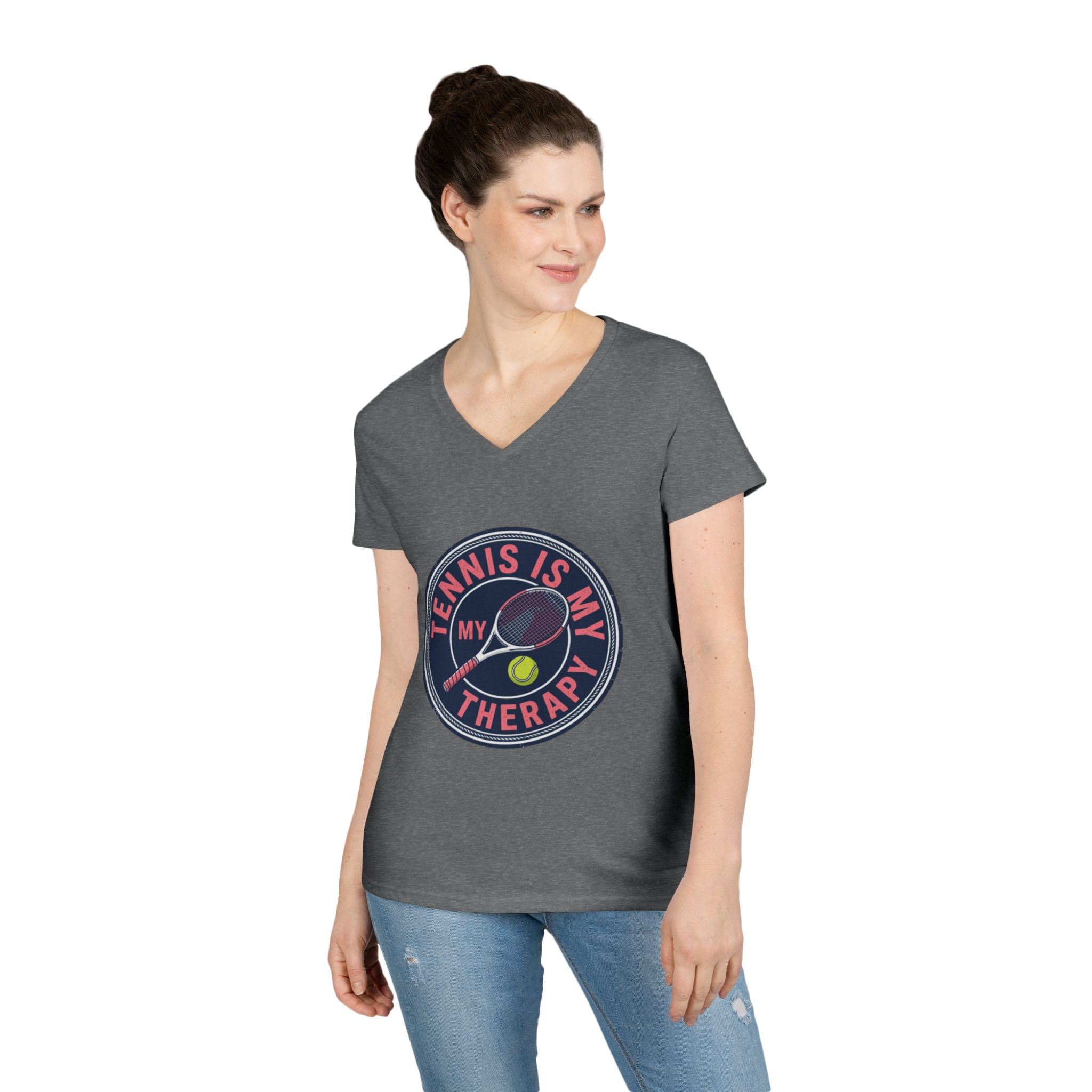 Tennis Is My Therapy Ladies' V-Neck T-Shirt