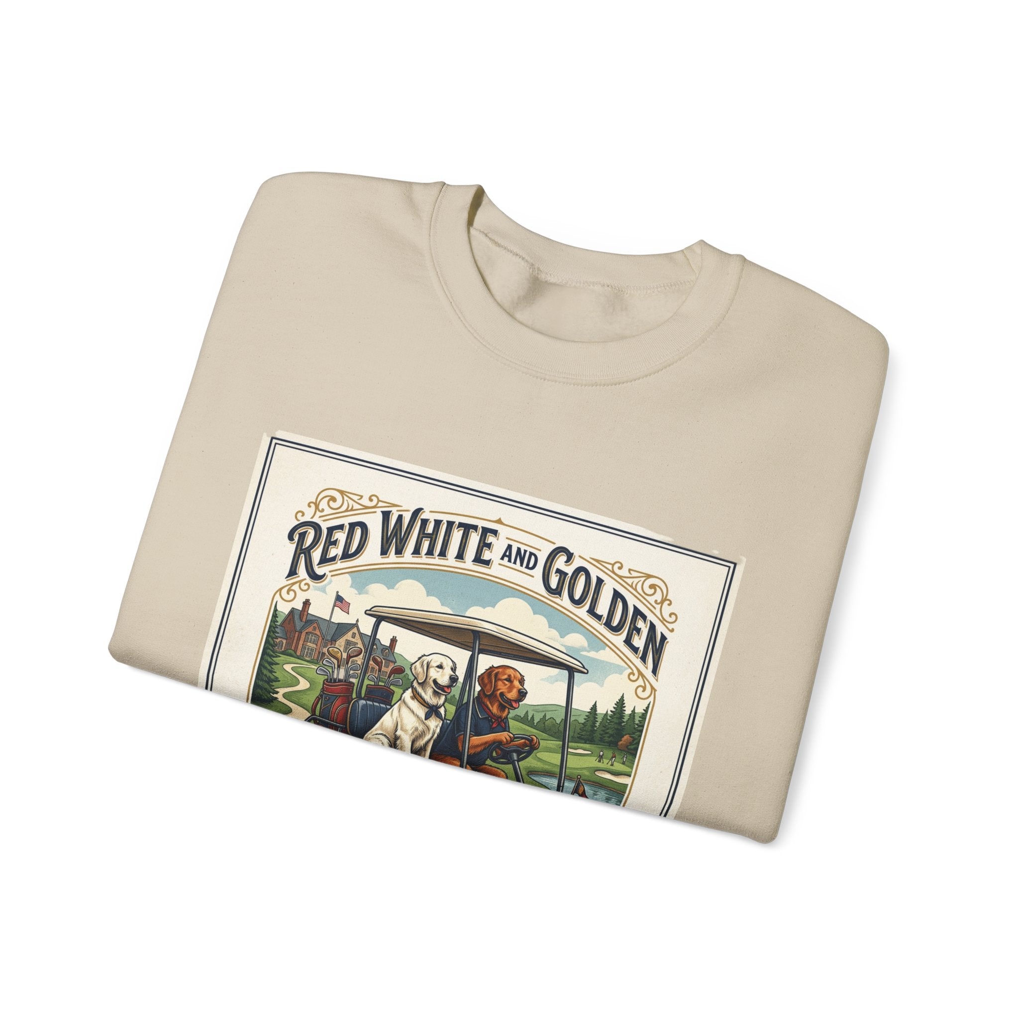 Golf Club Crewneck Sweatshirt - "Red White and Golden" Vintage Golf Cartoon