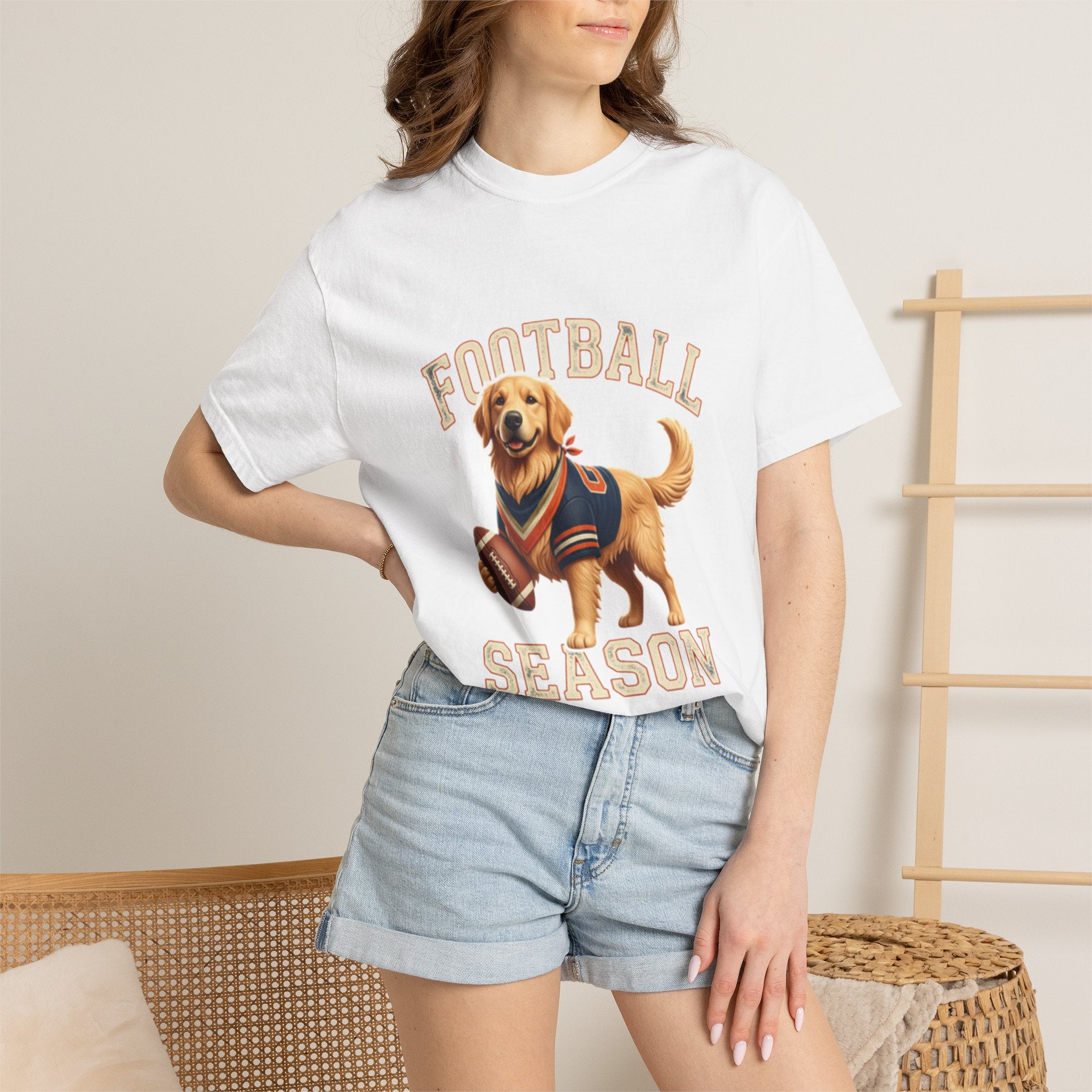 Football Season T-Shirt — Golden Retriever with Football