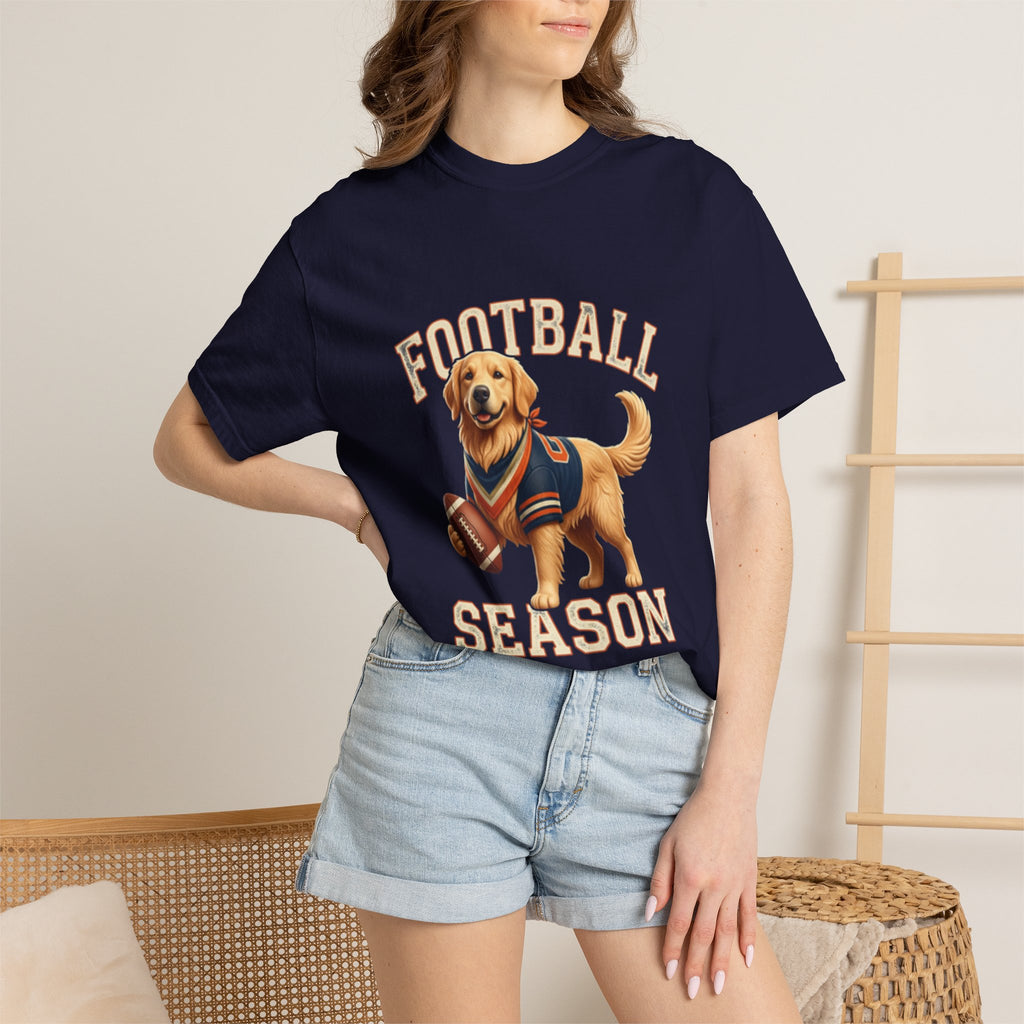 Football Season T-Shirt — Golden Retriever with Football