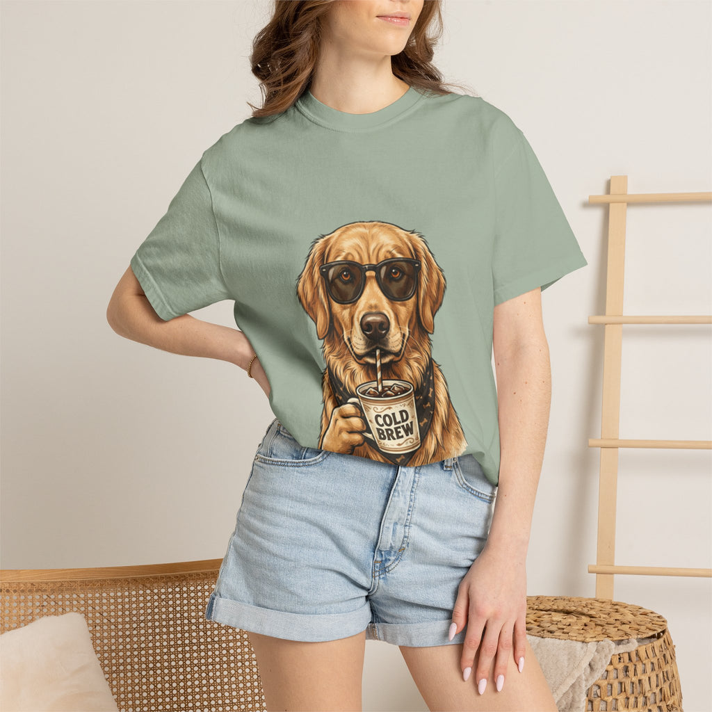 Cold Brew Golden Retriever T-Shirt — Dog Coffee Lover Tee