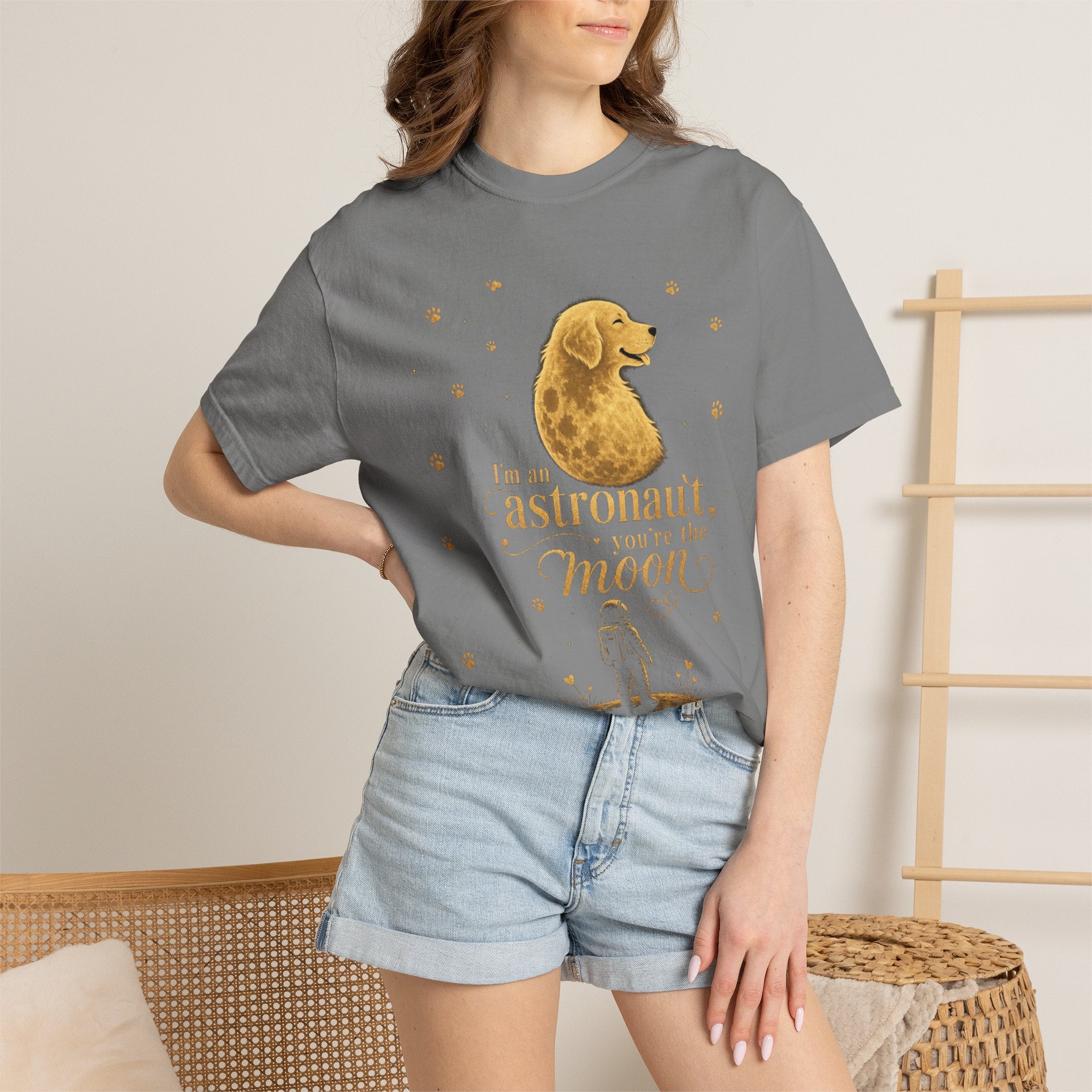 Astronaut & Moon Dog T-Shirt — "I'm an Astronaut, You're the Moon" Cute Space Dog Tee
