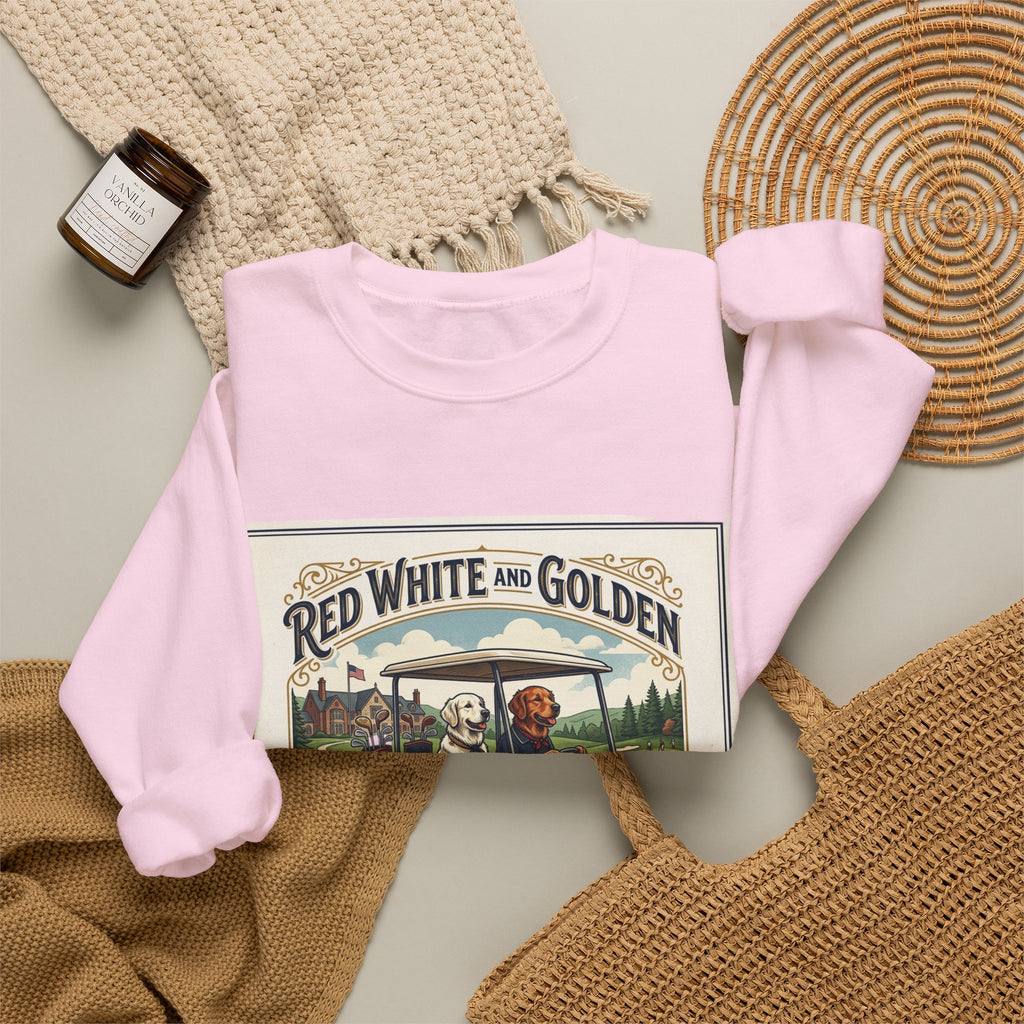 Golf Club Crewneck Sweatshirt - "Red White and Golden" Vintage Golf Cartoon