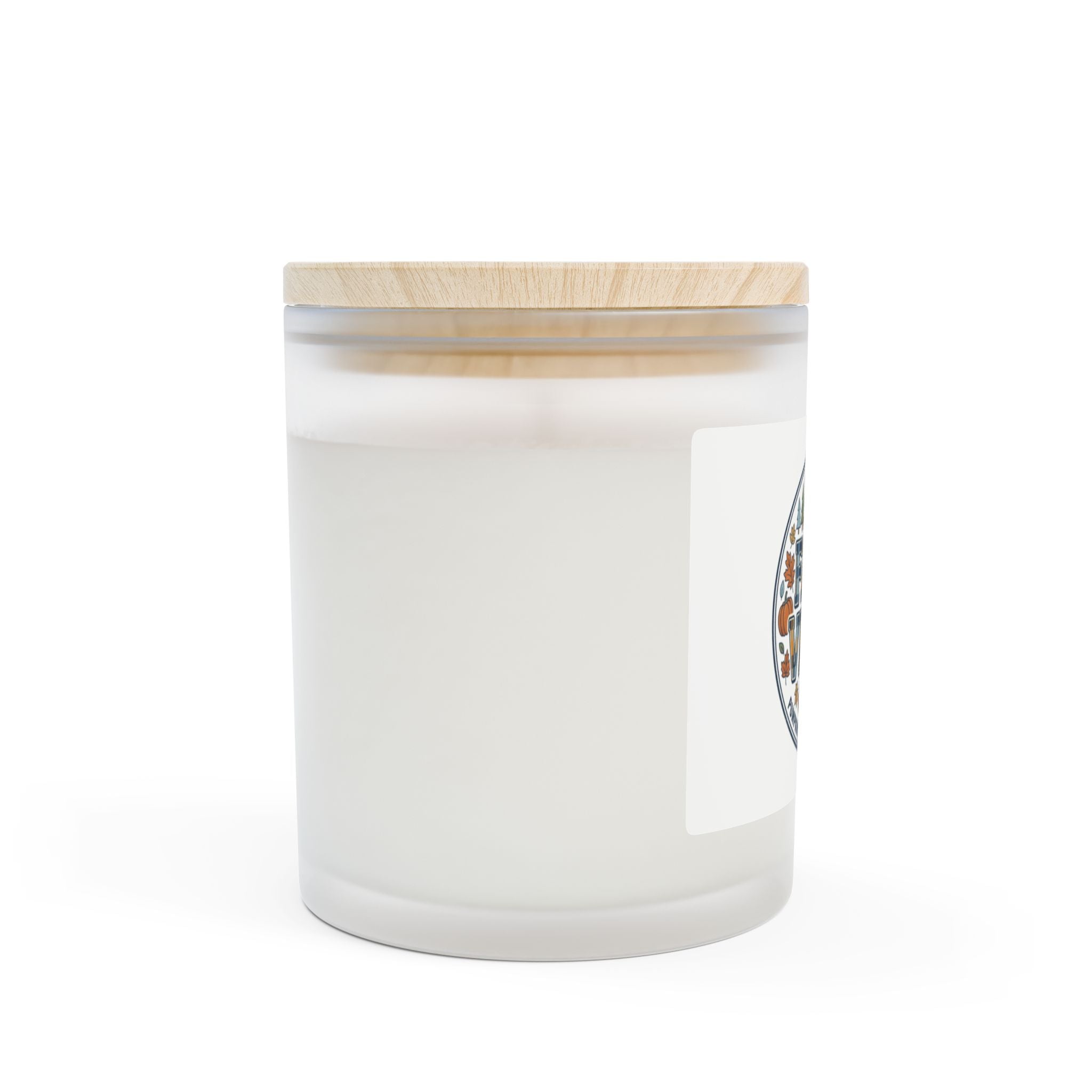 Fall Vibes Frosted Glass Candle — 11 oz Autumn Pumpkin & Apple Scent