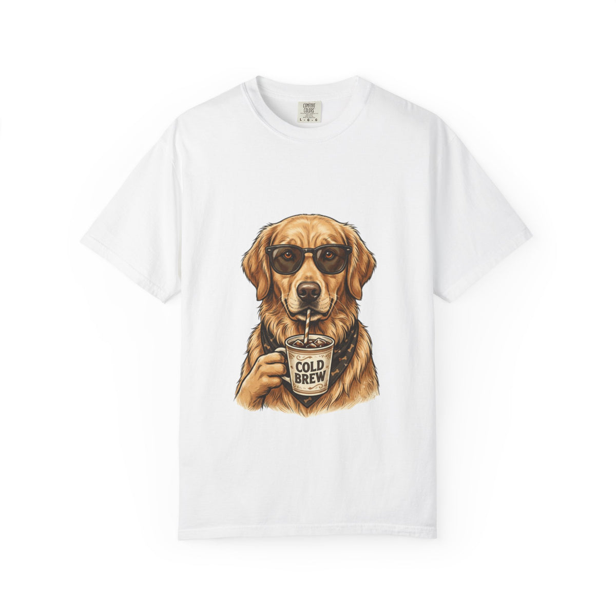 Cold Brew Golden Retriever T-Shirt — Dog Coffee Lover Tee