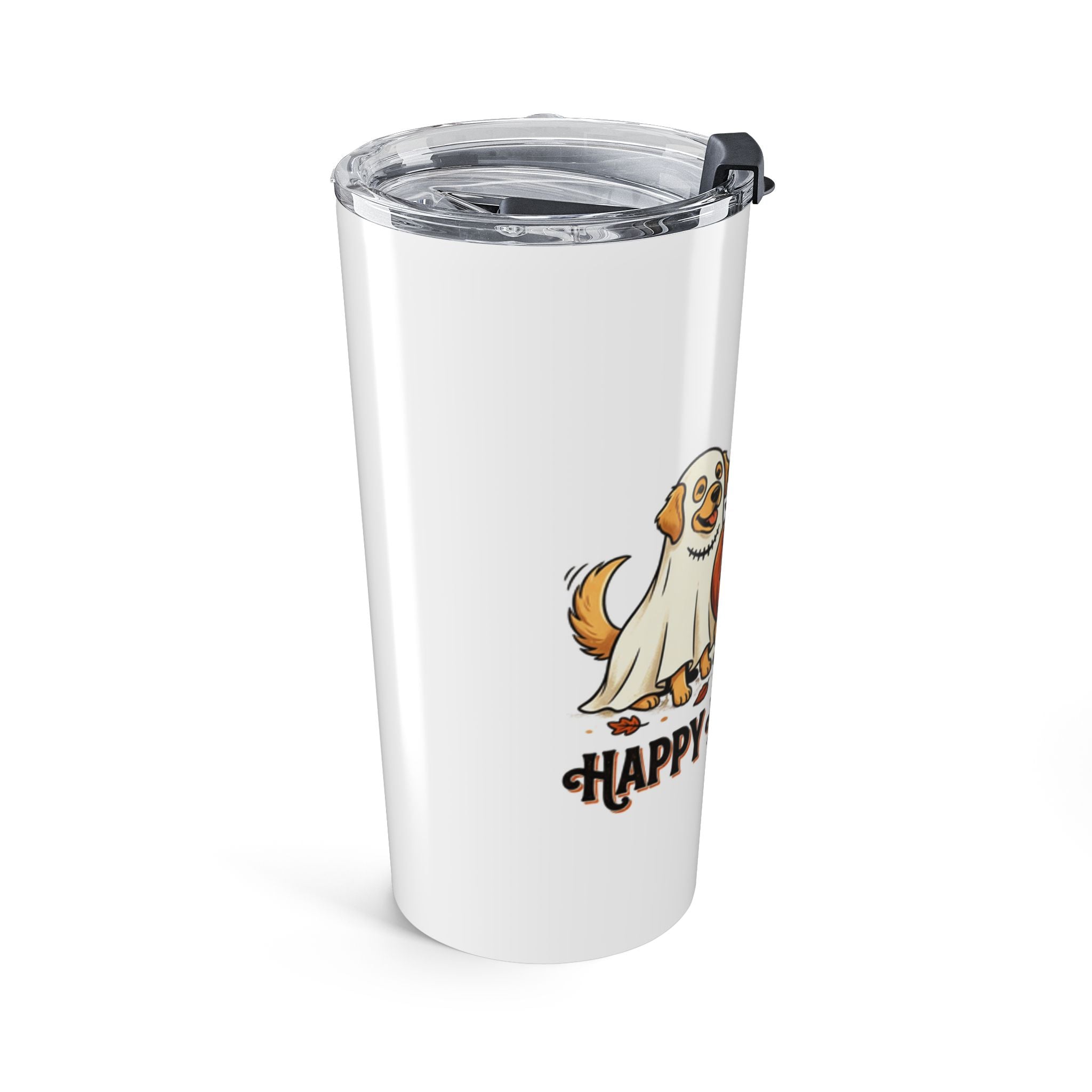 20oz Halloween Dogs Tumbler – Cute Golden Retrievers in Costumes, 'Happy Halloween' Travel Cup