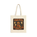 Halloween Dog Tote Bag - "Treats Only" Canvas Trick-or-Treat Grocery Shopper