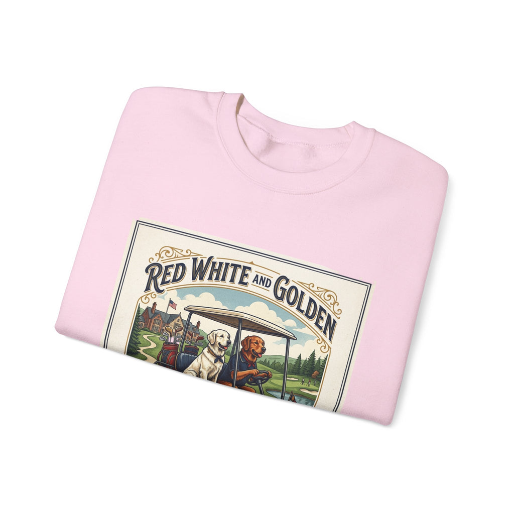 Golf Club Crewneck Sweatshirt - "Red White and Golden" Vintage Golf Cartoon
