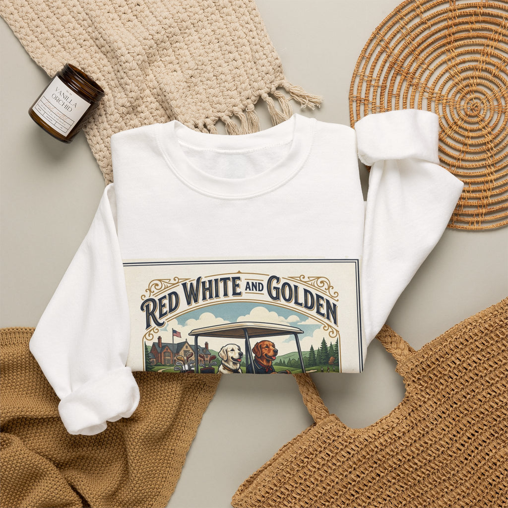 Golf Club Crewneck Sweatshirt - "Red White and Golden" Vintage Golf Cartoon