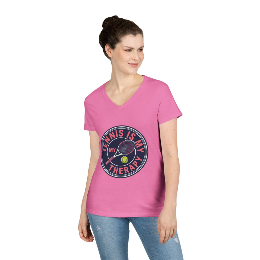 Tennis Is My Therapy Ladies' V-Neck T-Shirt