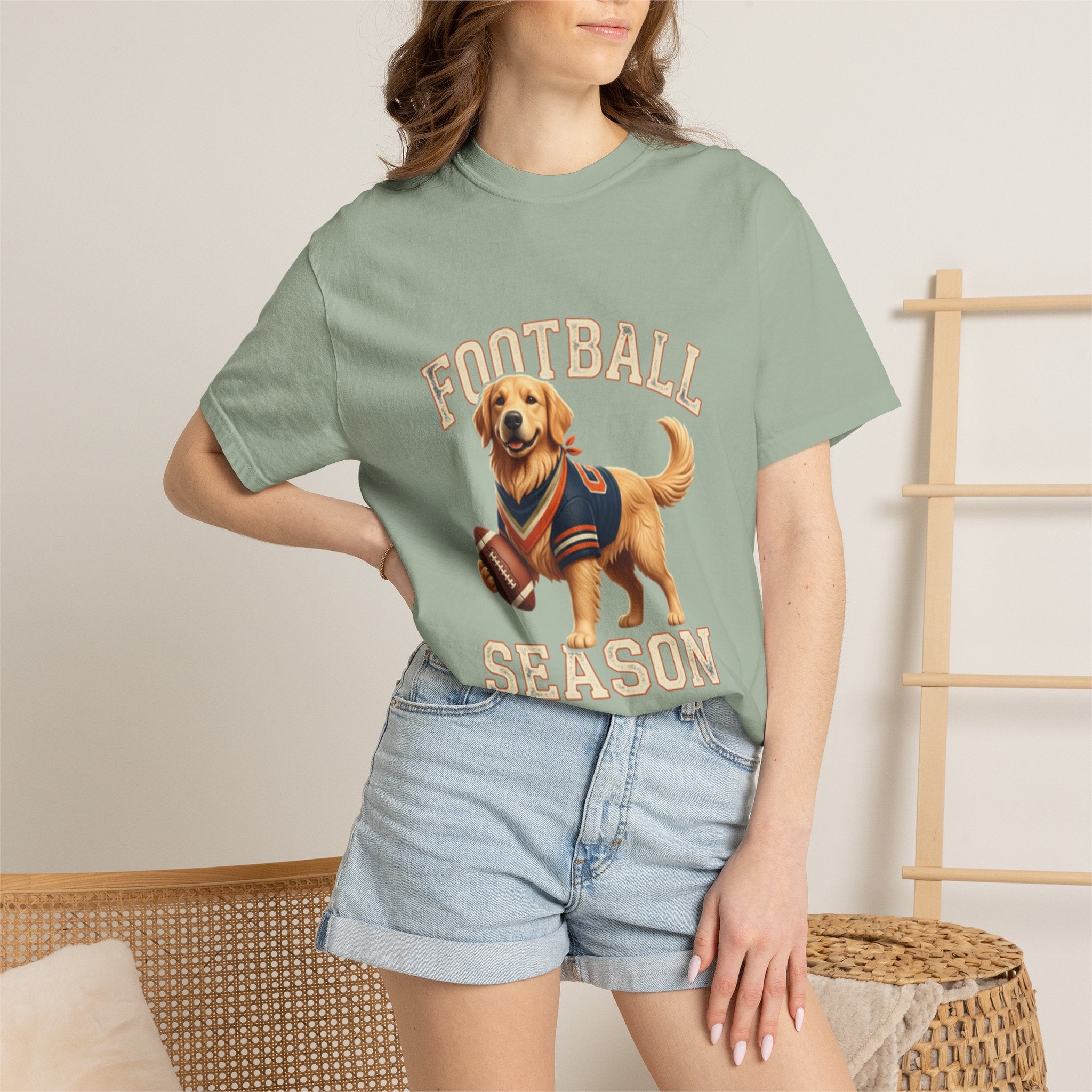 Football Season T-Shirt — Golden Retriever with Football