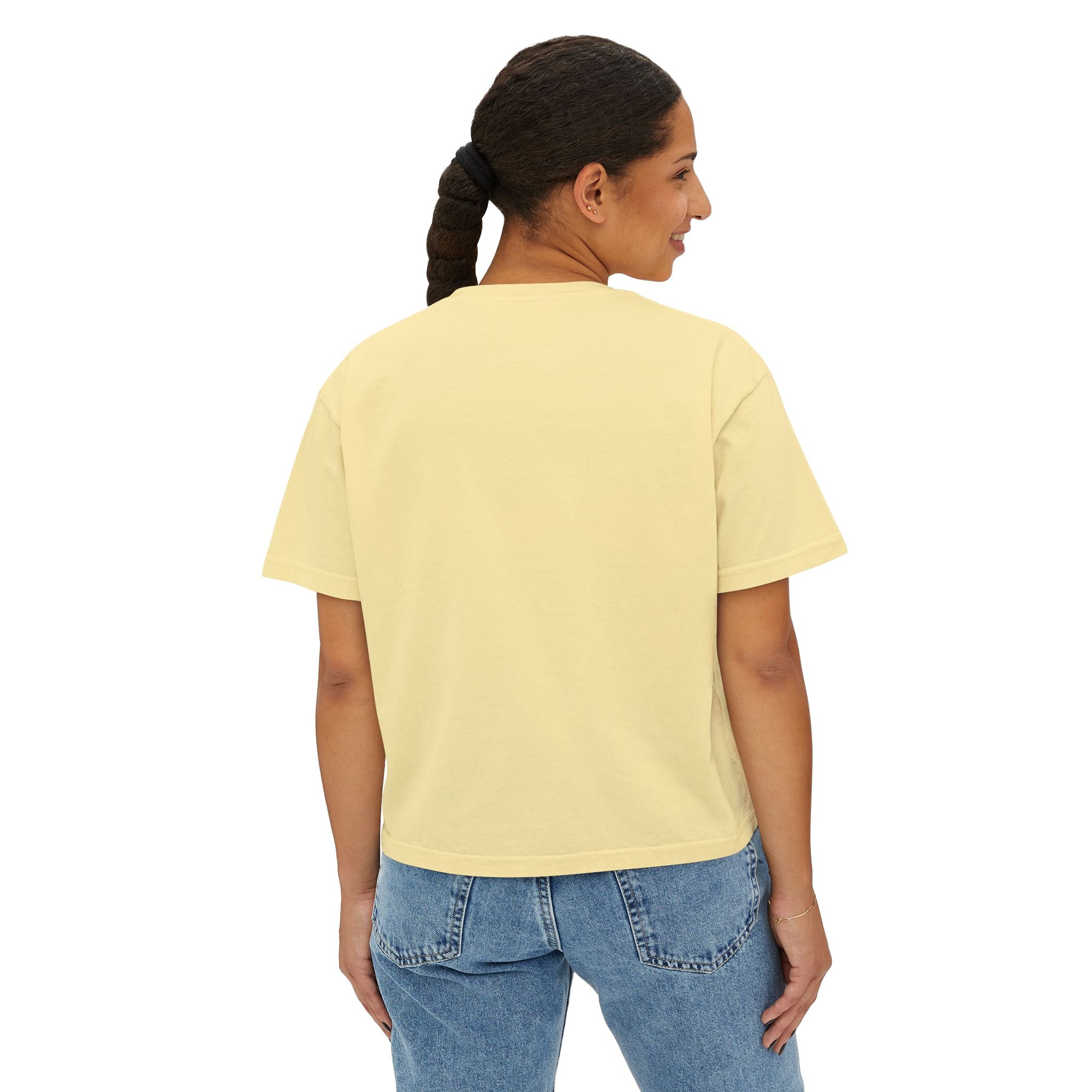 Women's Boxy Tee — "I'm an astronaut, I need my moon" Golden Dog Graphic Shirt
