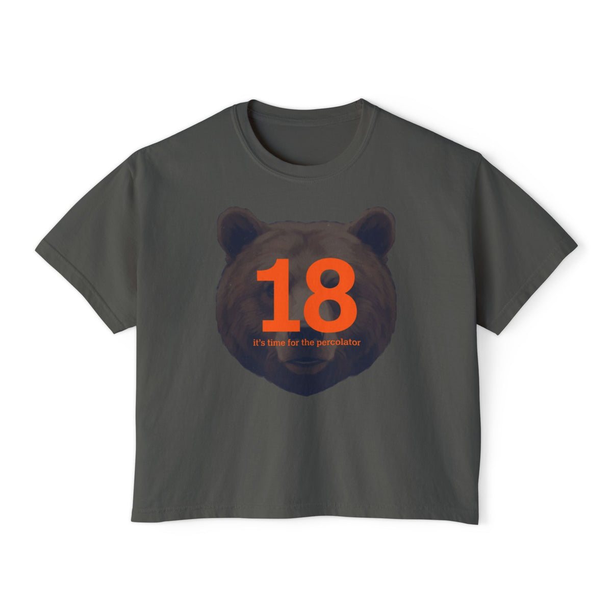 18 Bear Head Women's Boxy Tee — Vintage-Inspired Birthday Graphic Shirt