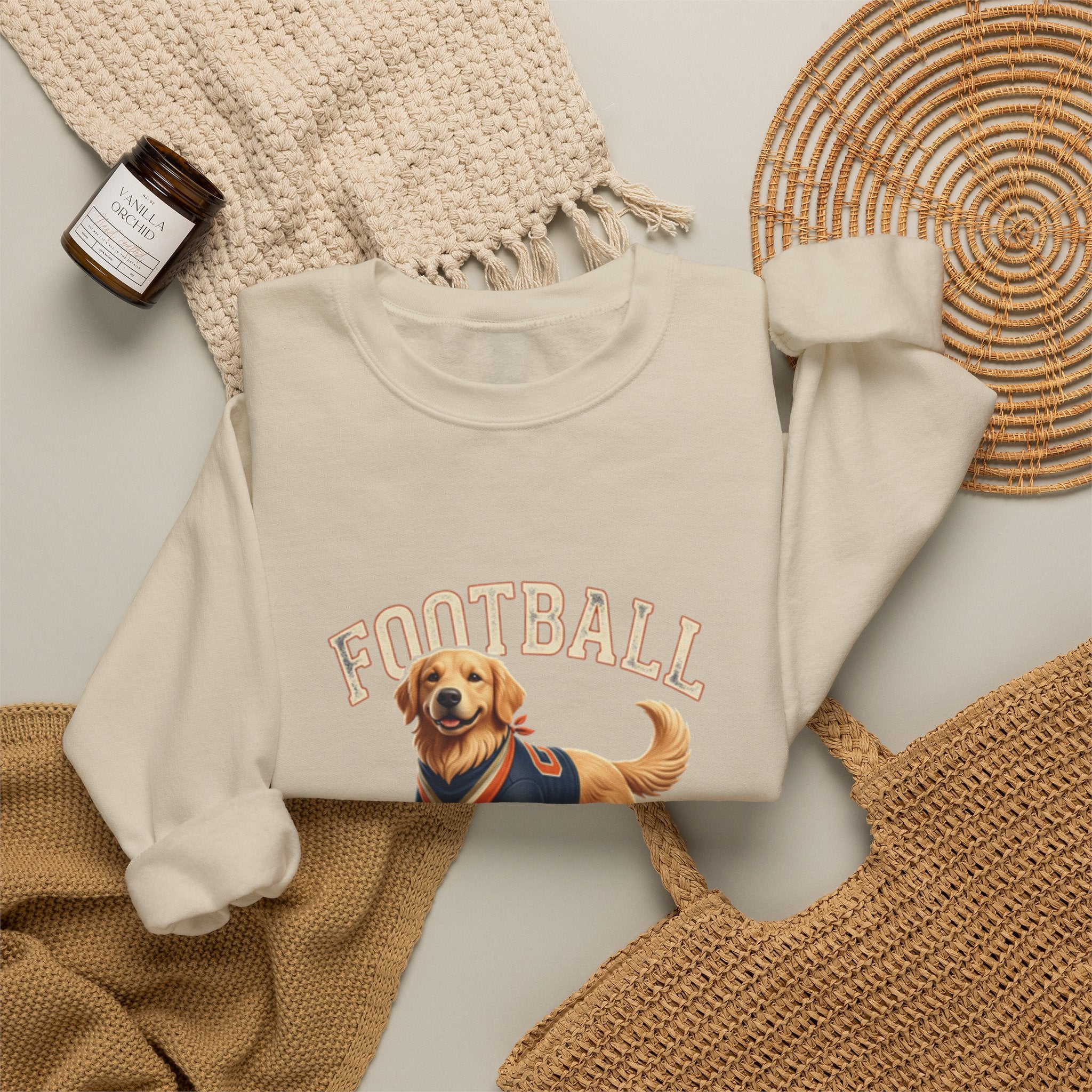 Football Season Sweatshirt — Cute Golden Retriever Dog Jersey Crewneck
