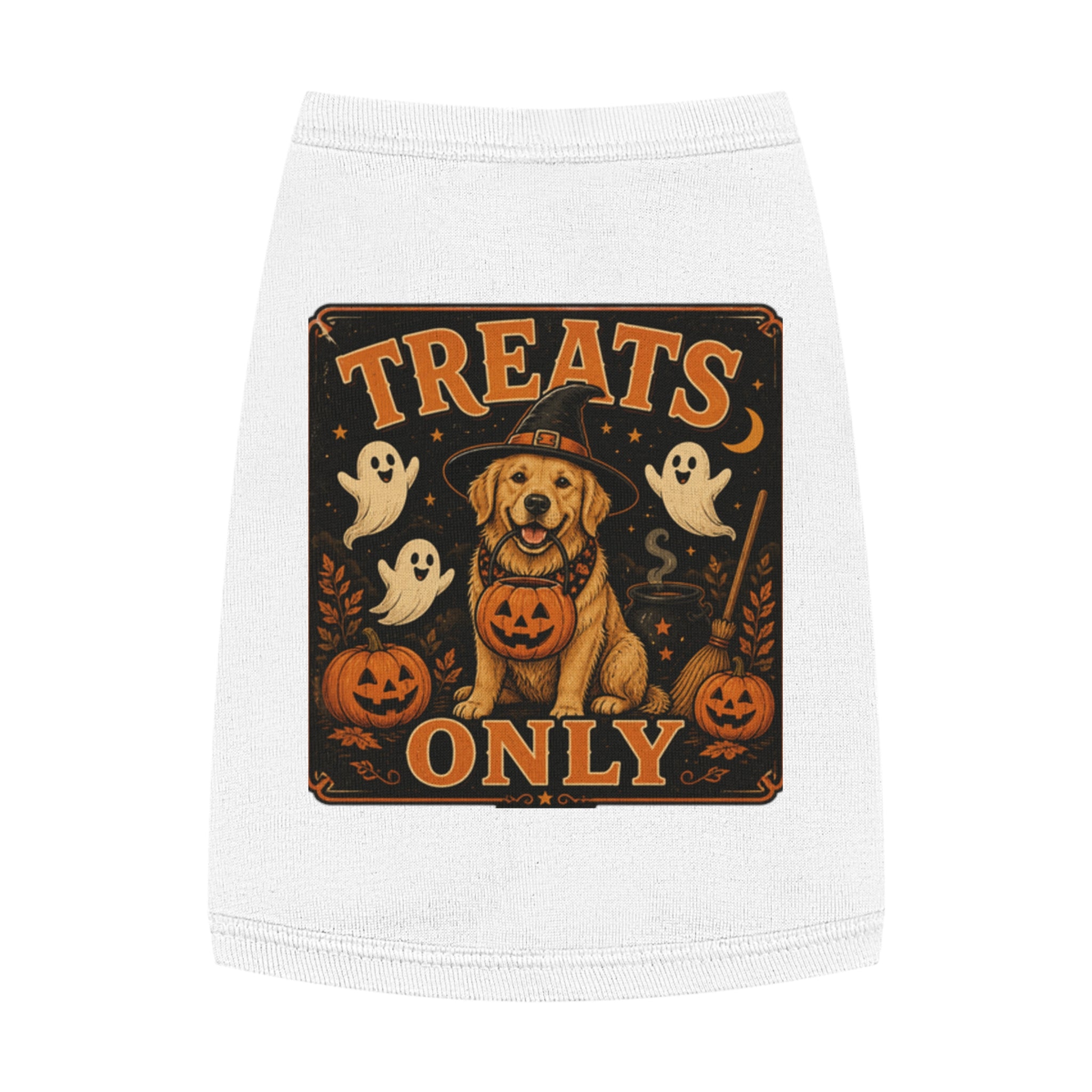 Halloween Dog Tank Top - "Treats Only" Pumpkin Puppy Pet Tank