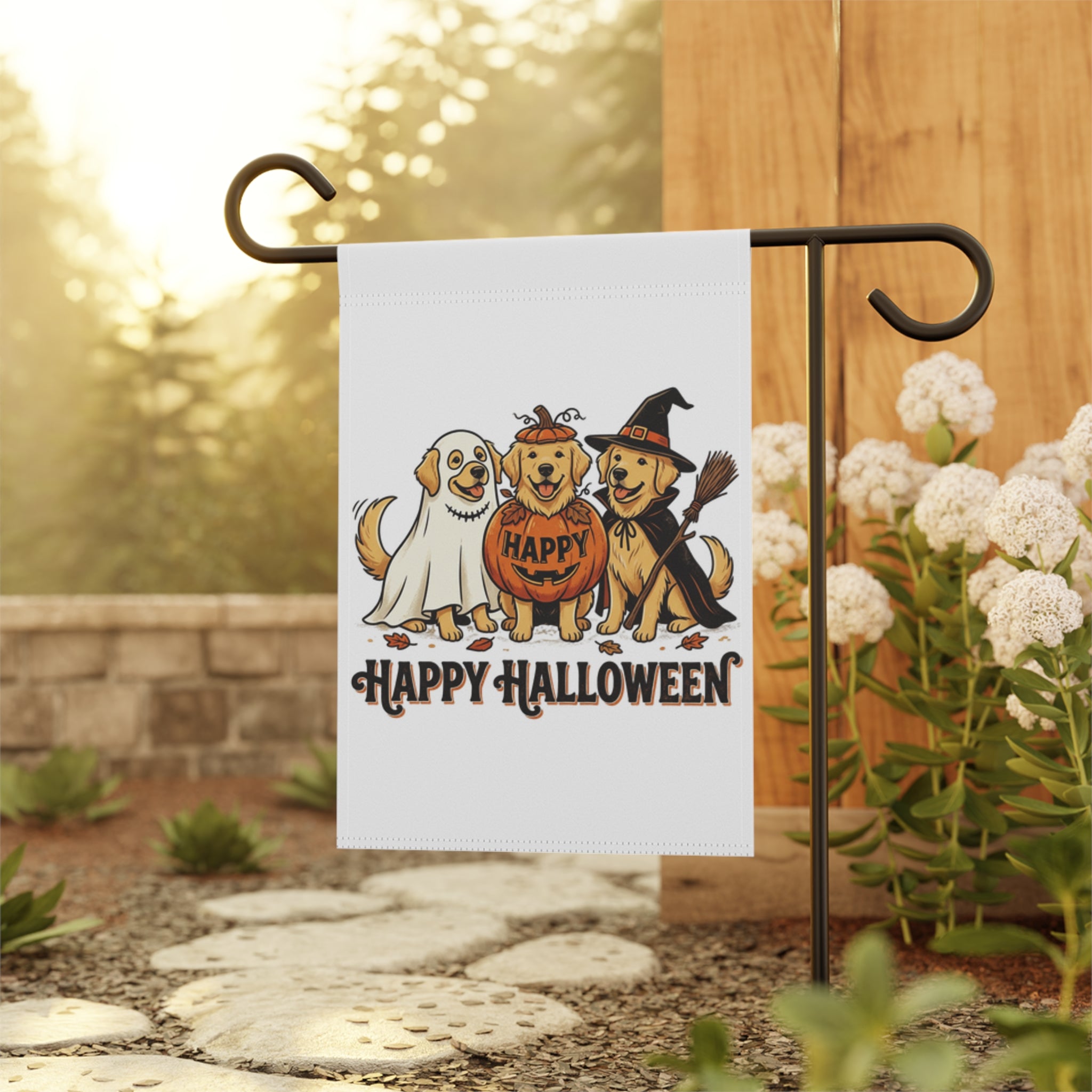 Halloween Dog Garden Flag – Happy Halloween Pumpkin Pup Yard Banner