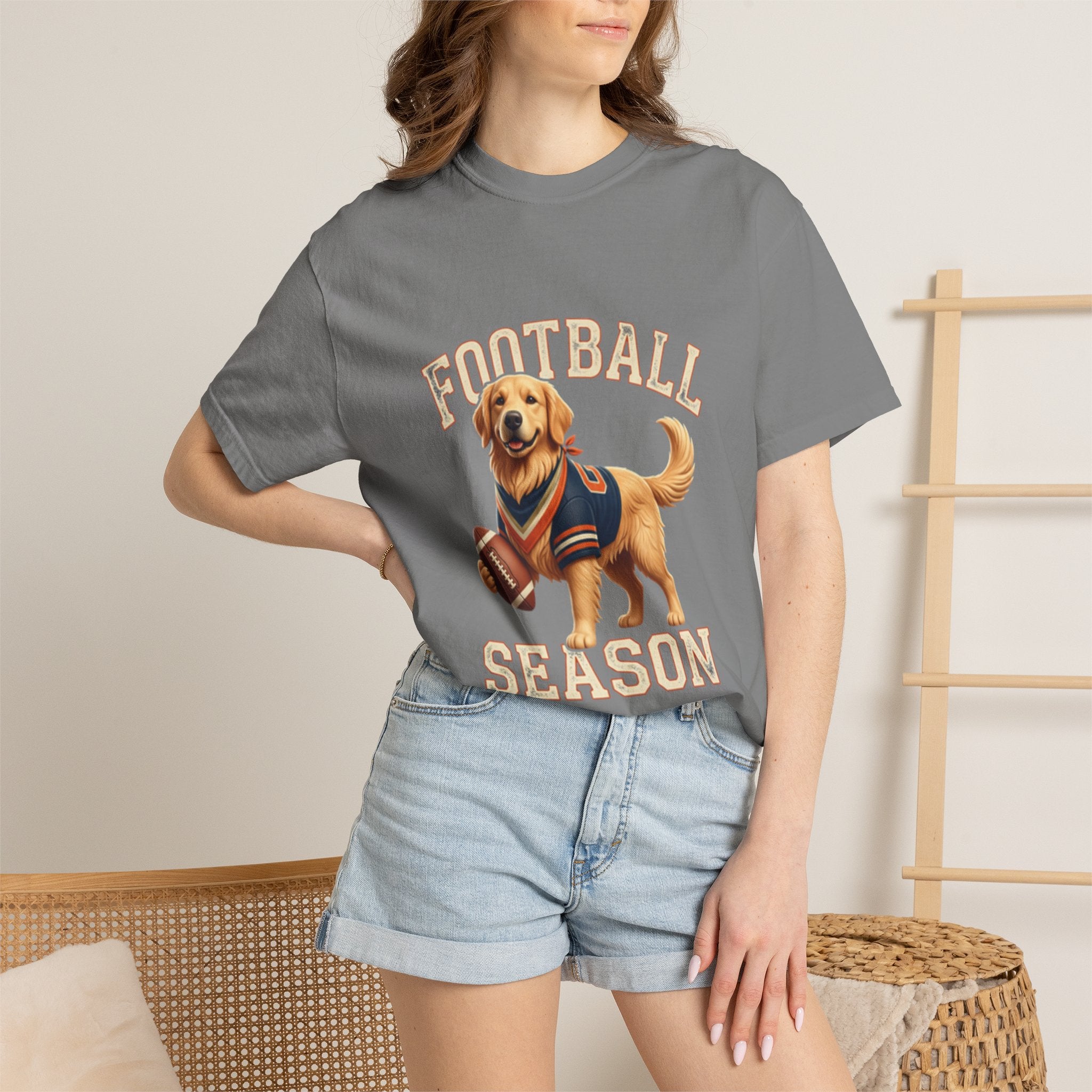 Football Season T-Shirt — Golden Retriever with Football