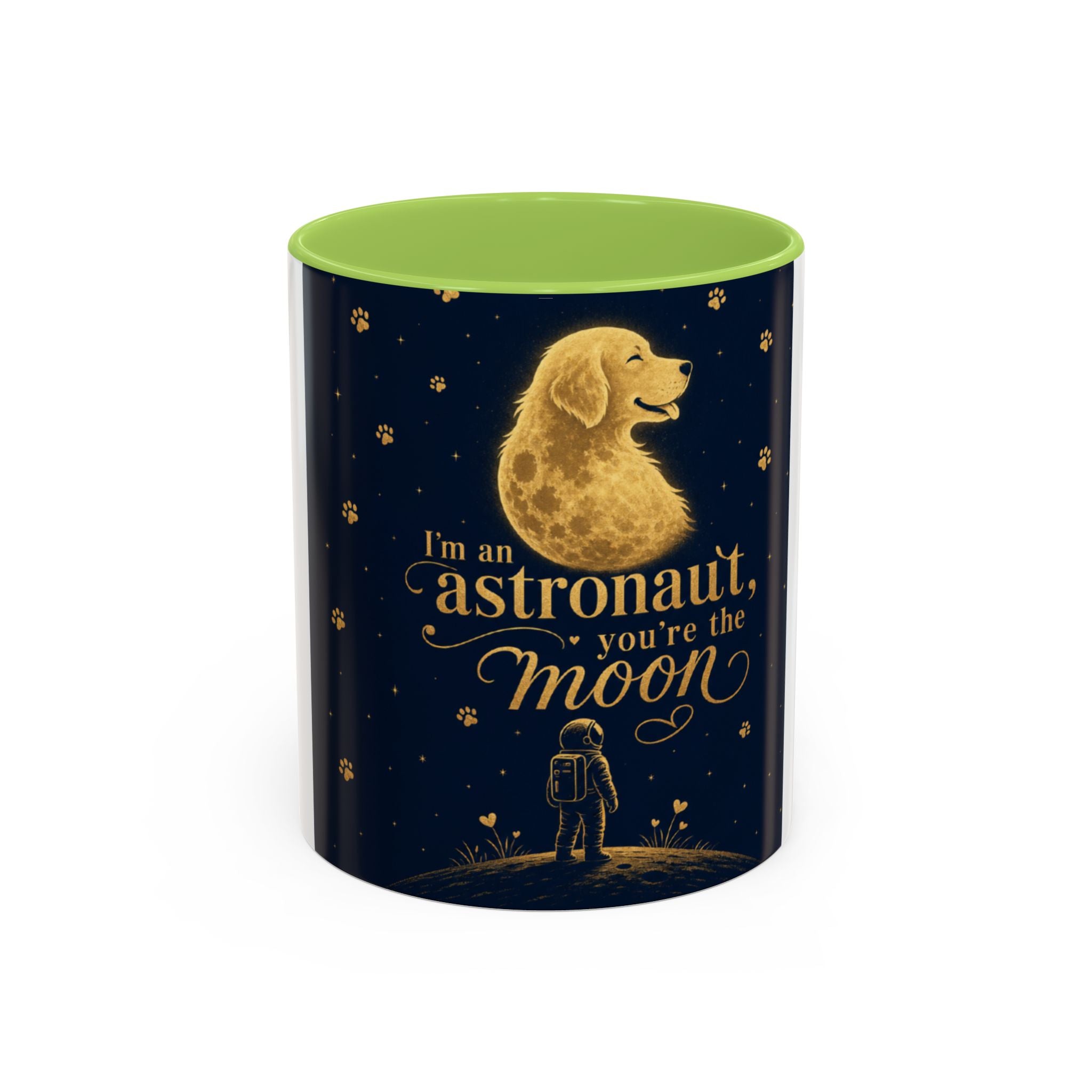 Accent Coffee Mug — “I’m an Astronaut, You’re the Moon” Dog Moonlight Design