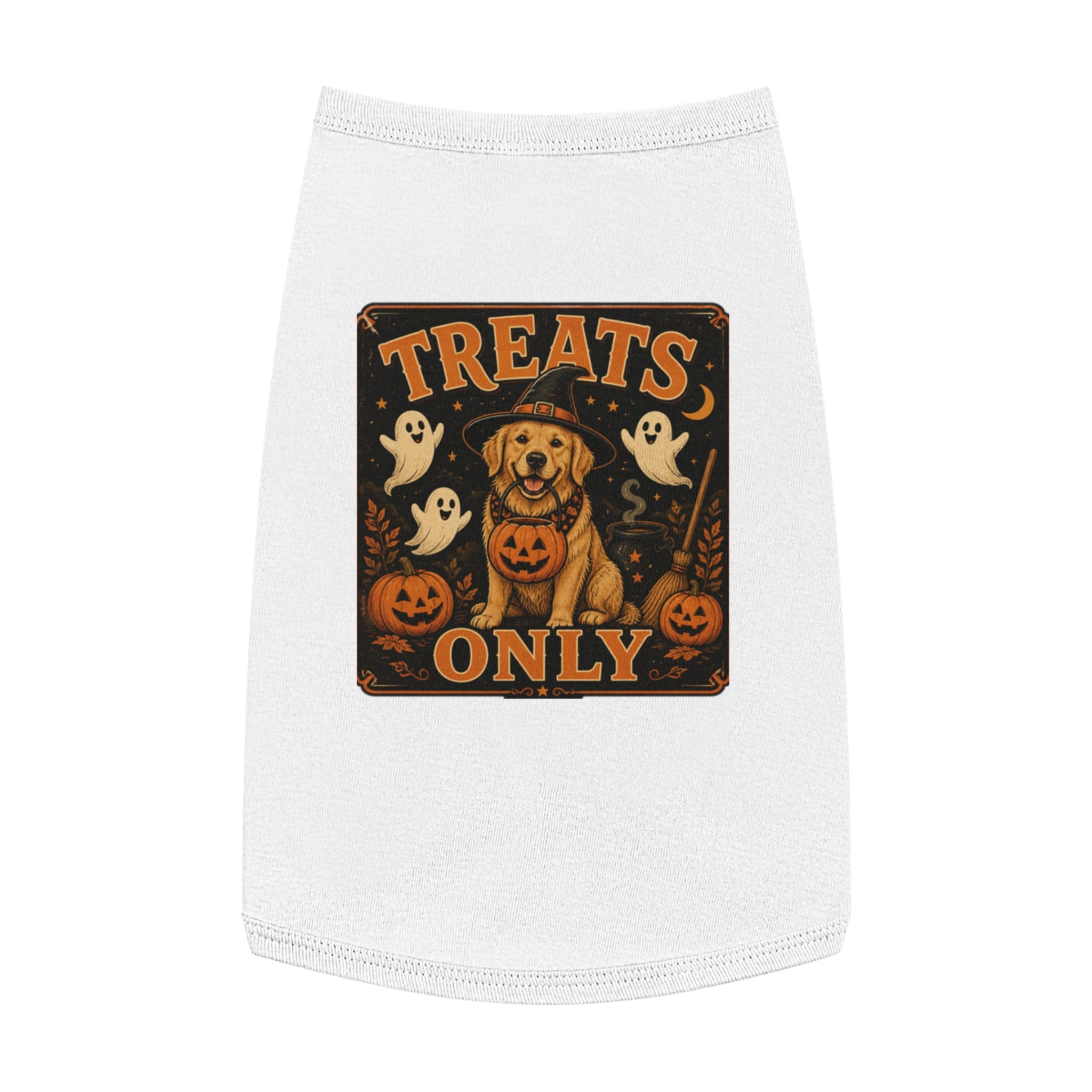 Halloween Dog Tank Top - "Treats Only" Pumpkin Puppy Pet Tank