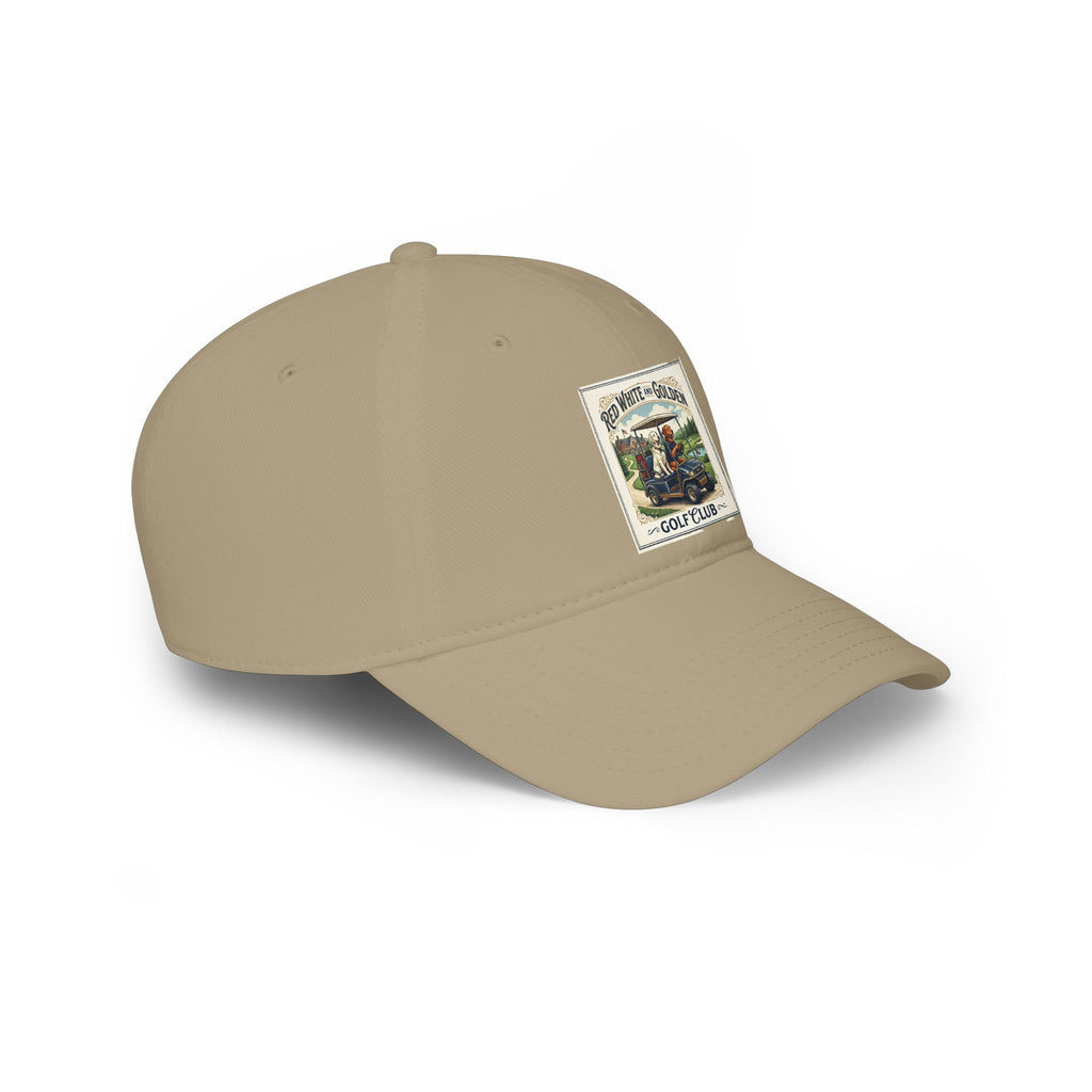 Vintage Golf Club Patch Cap - 'Red White & Golden' Low Profile Baseball Hat
