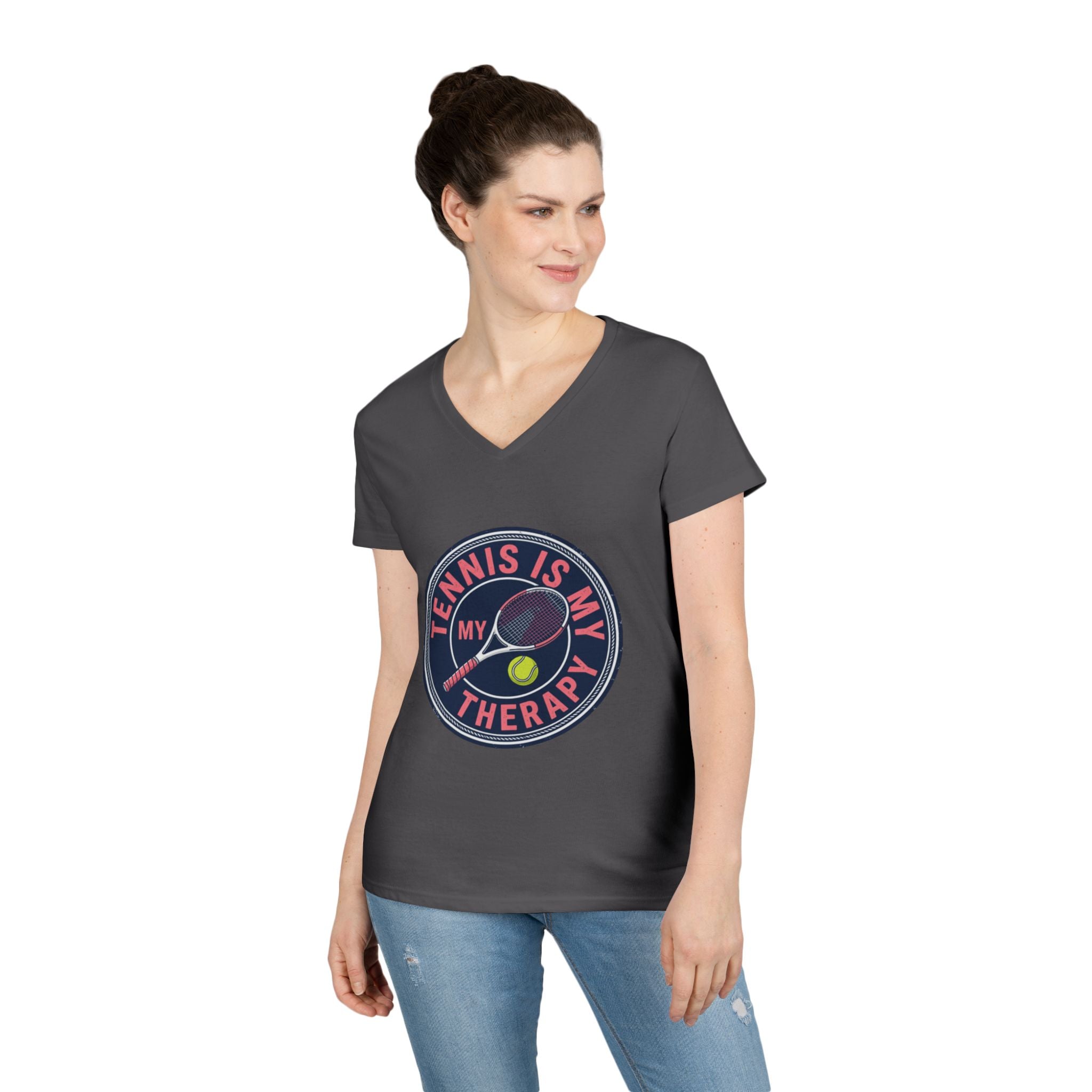 Tennis Is My Therapy Ladies' V-Neck T-Shirt