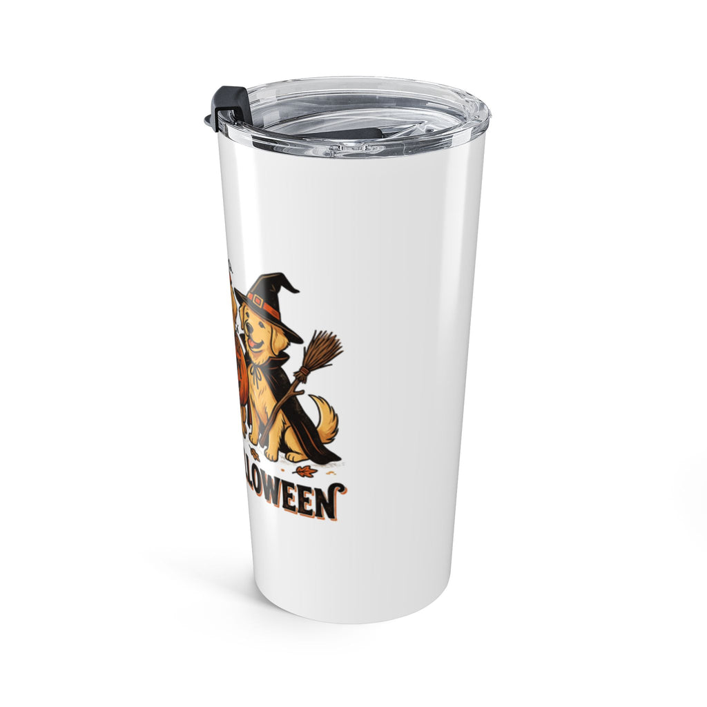20oz Halloween Dogs Tumbler – Cute Golden Retrievers in Costumes, 'Happy Halloween' Travel Cup