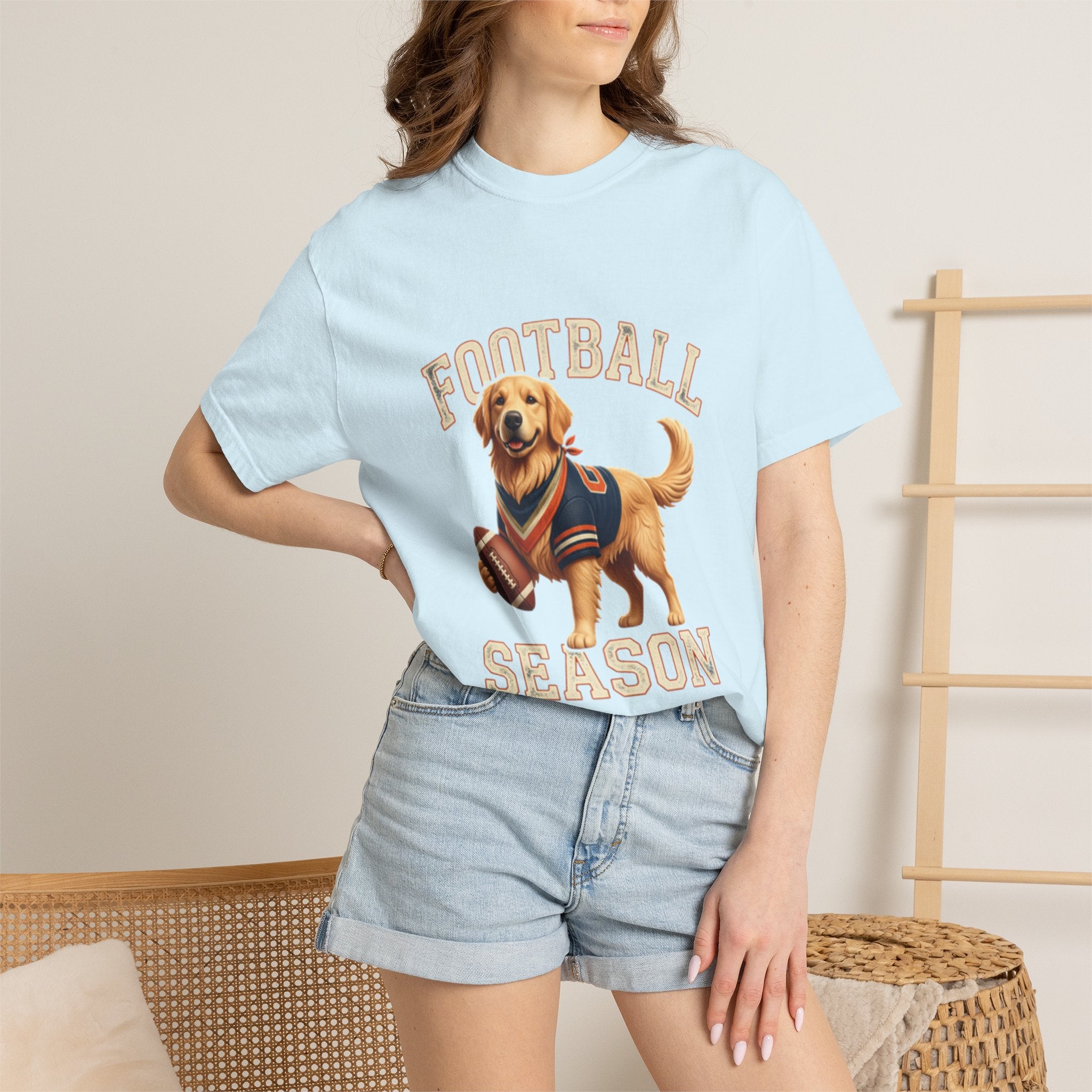 Football Season T-Shirt — Golden Retriever with Football