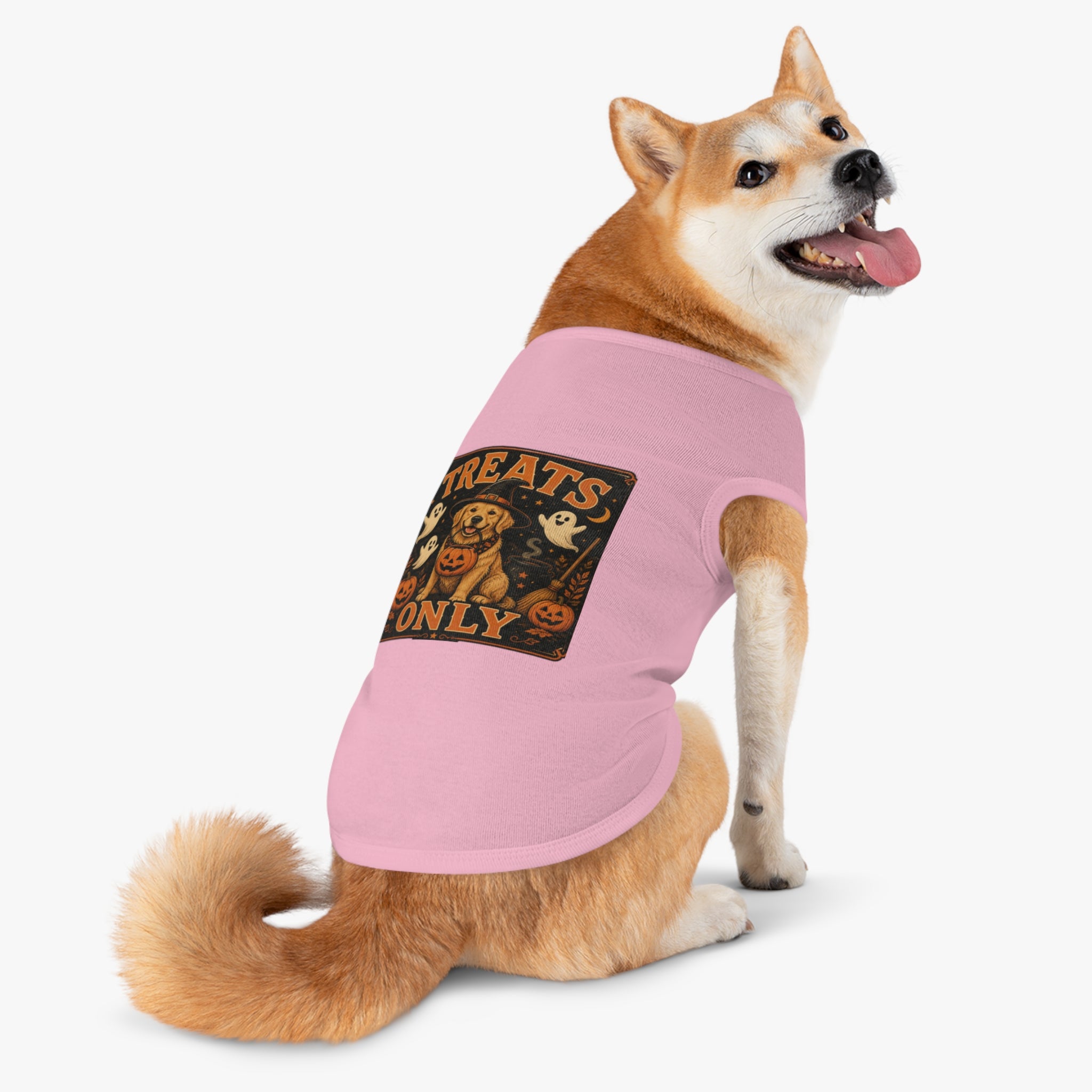 Halloween Dog Tank Top - "Treats Only" Pumpkin Puppy Pet Tank