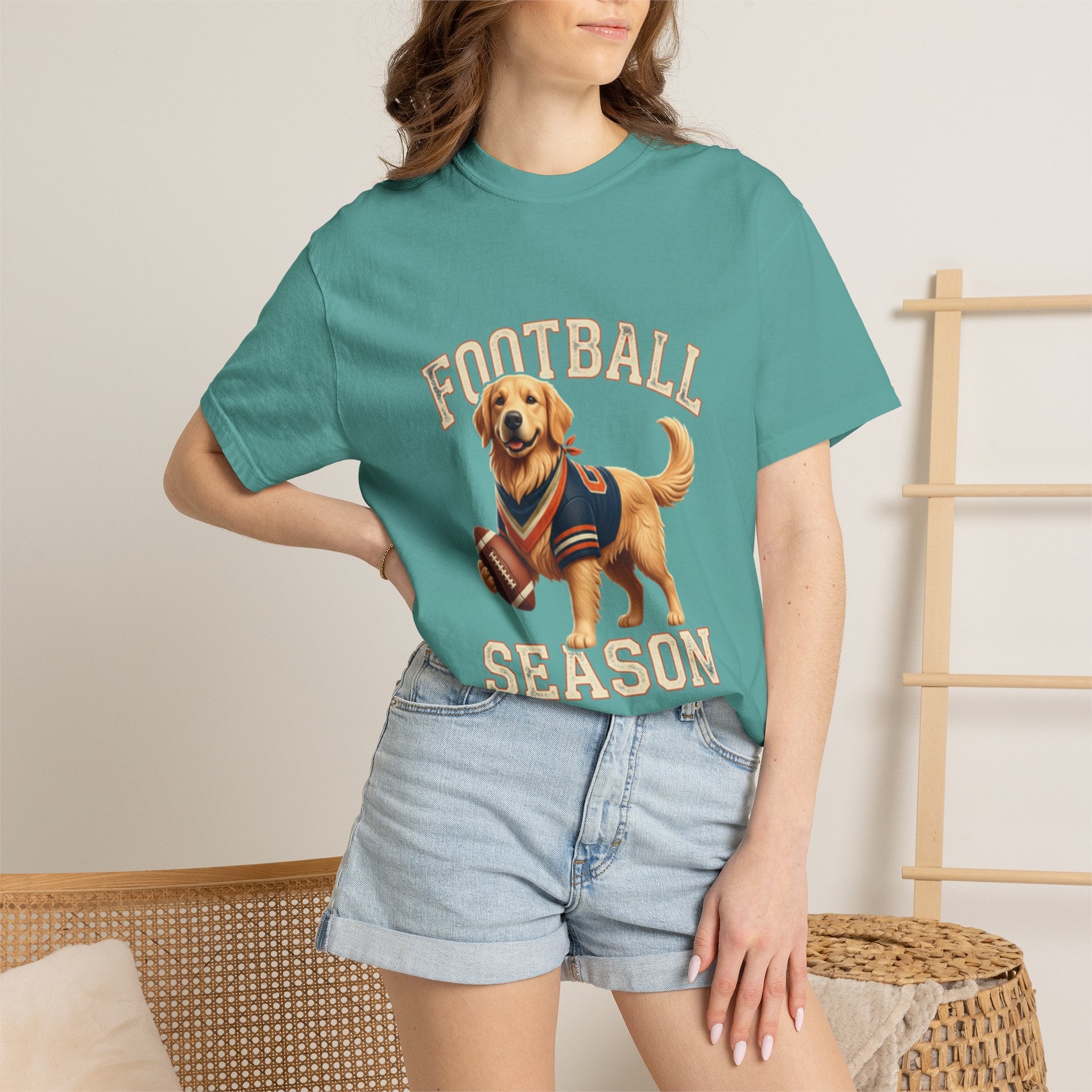 Football Season T-Shirt — Golden Retriever with Football