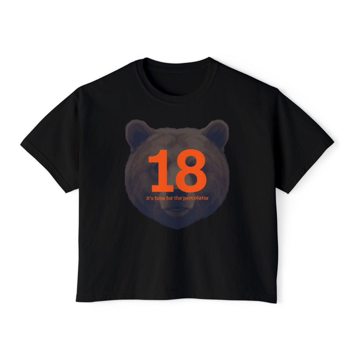 18 Bear Head Women's Boxy Tee — Vintage-Inspired Birthday Graphic Shirt