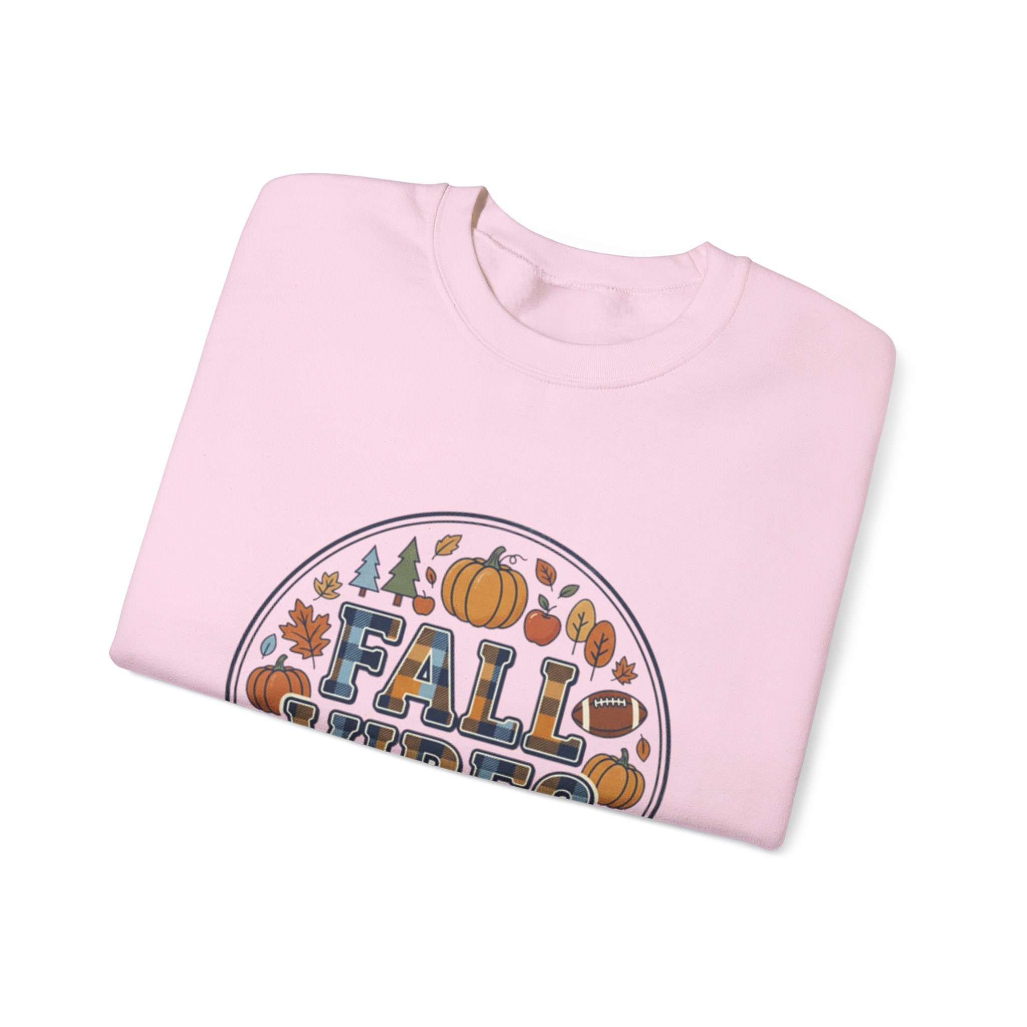 Fall Vibes Crewneck Sweatshirt — Pumpkin, Apples & Football Autumn Graphic