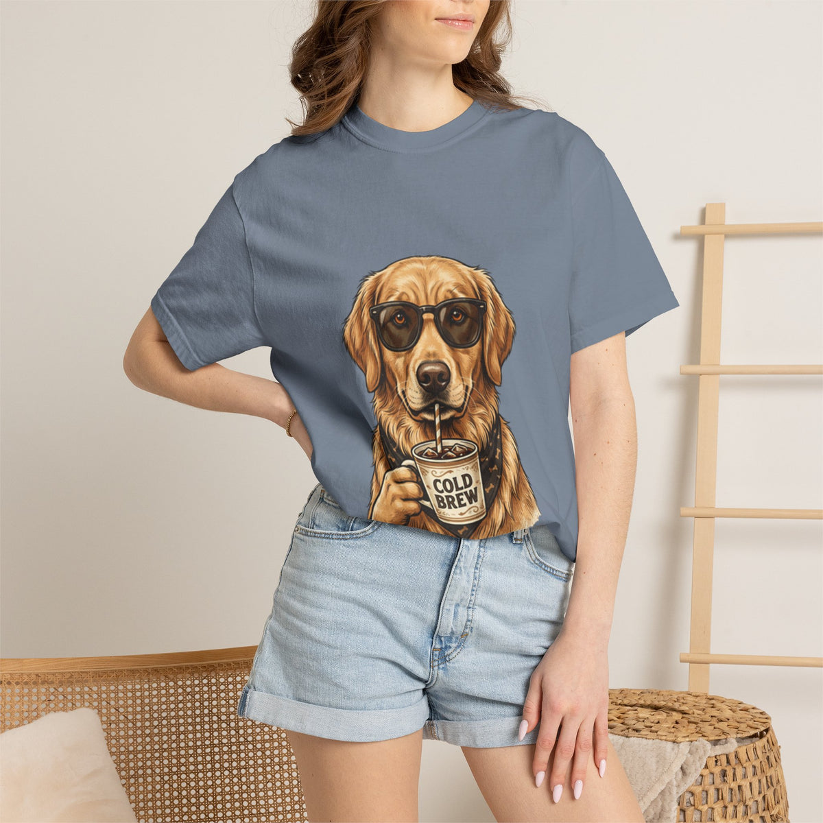 Cold Brew Golden Retriever T-Shirt — Dog Coffee Lover Tee