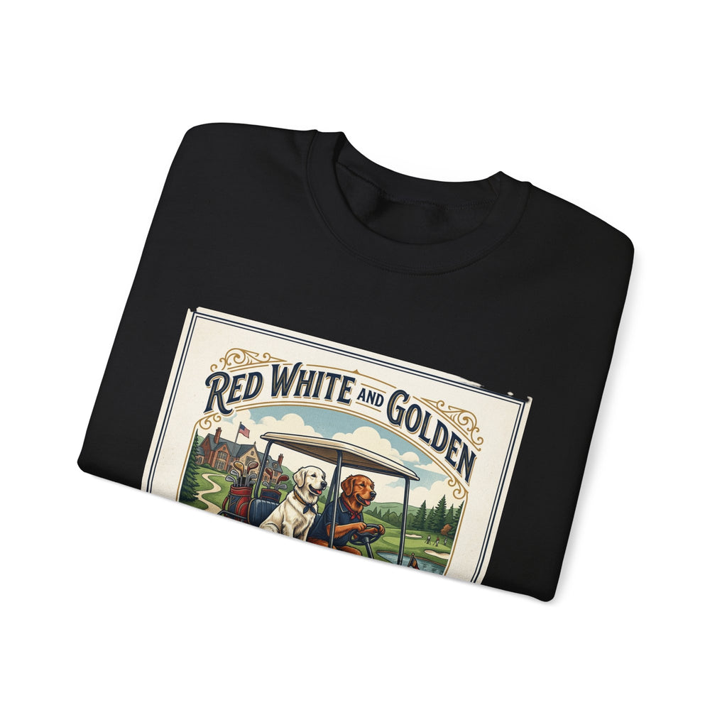 Golf Club Crewneck Sweatshirt - "Red White and Golden" Vintage Golf Cartoon