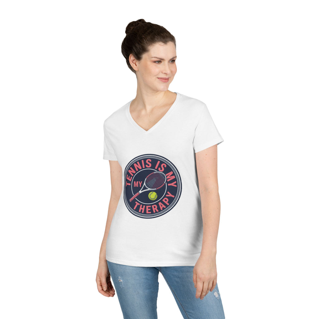 Tennis Is My Therapy Ladies' V-Neck T-Shirt