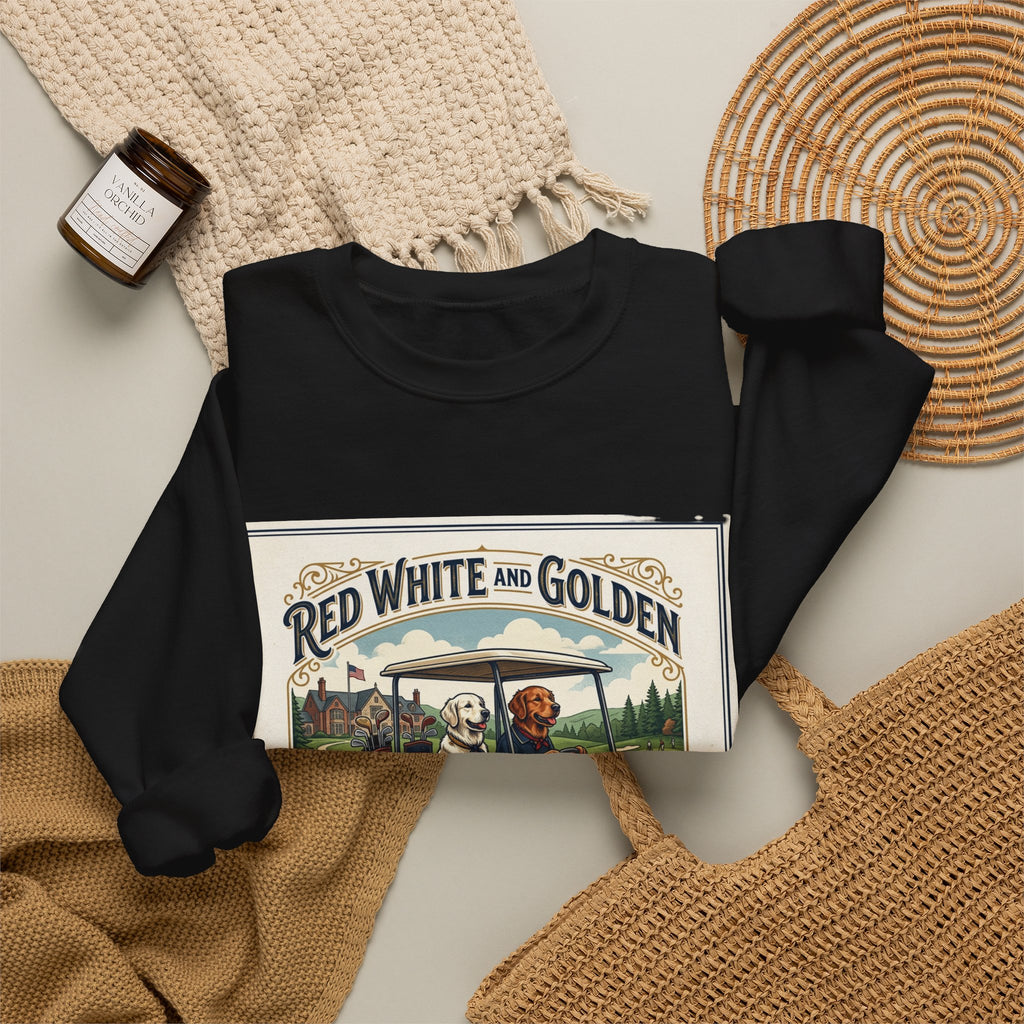 Golf Club Crewneck Sweatshirt - "Red White and Golden" Vintage Golf Cartoon