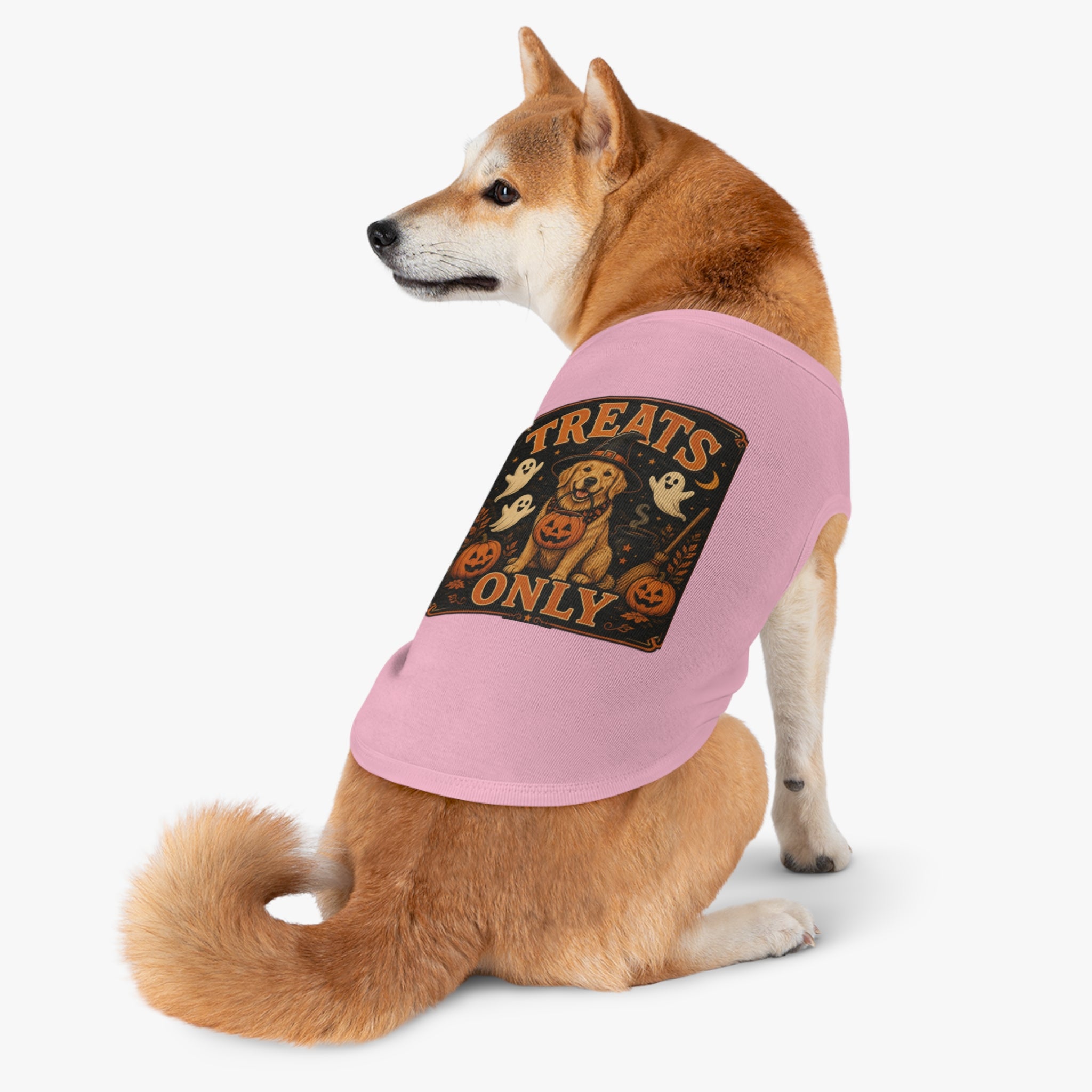 Halloween Dog Tank Top - "Treats Only" Pumpkin Puppy Pet Tank