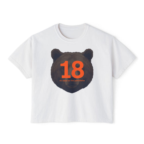 18 Bear Head Women's Boxy Tee — Vintage-Inspired Birthday Graphic Shirt