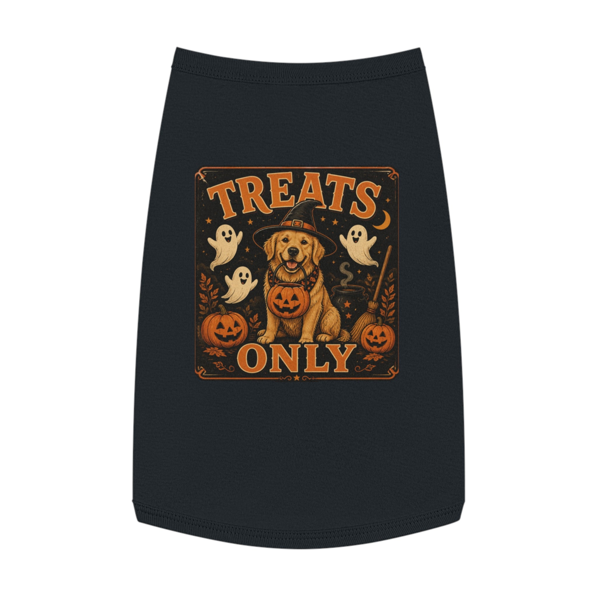 Halloween Dog Tank Top - "Treats Only" Pumpkin Puppy Pet Tank