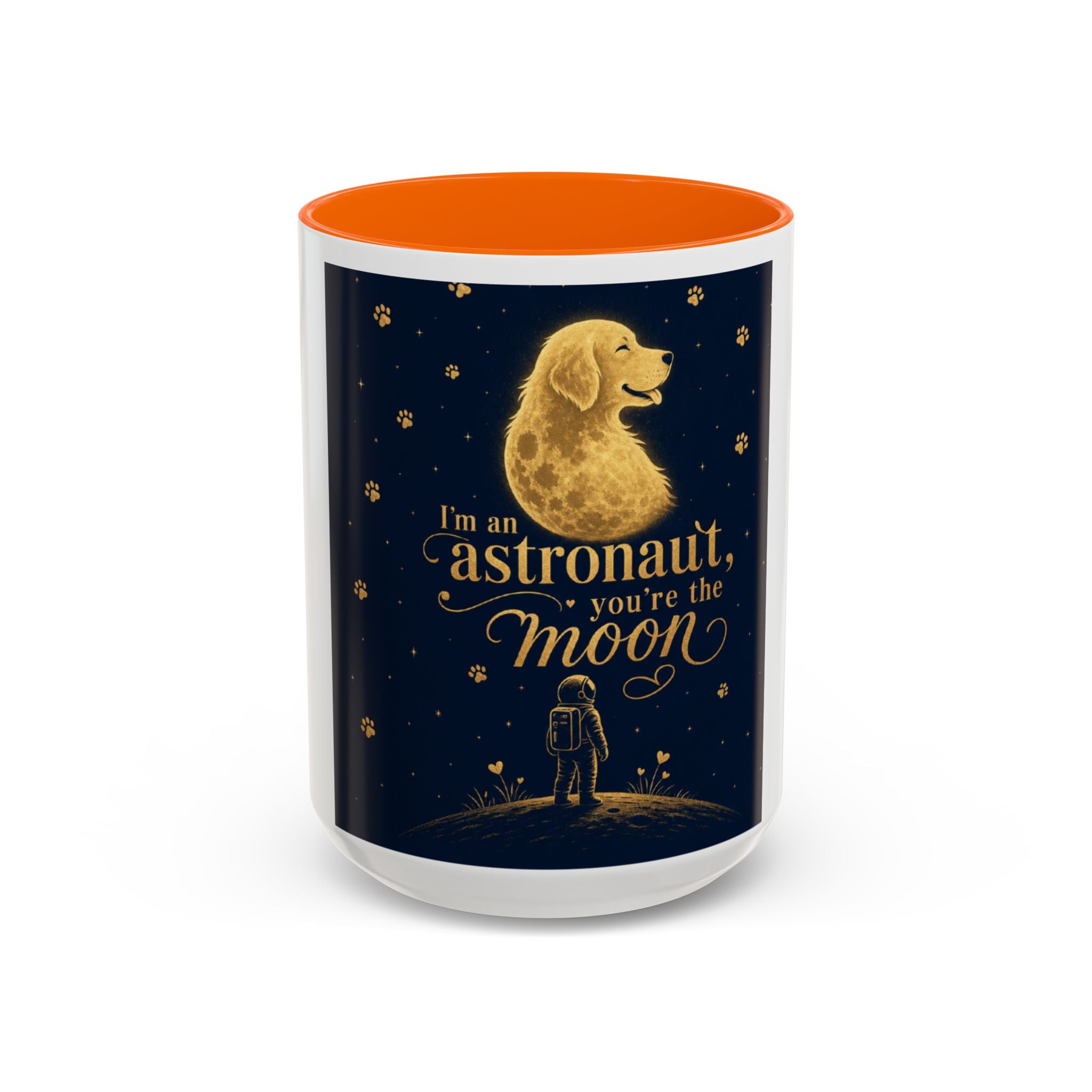 Accent Coffee Mug — “I’m an Astronaut, You’re the Moon” Dog Moonlight Design