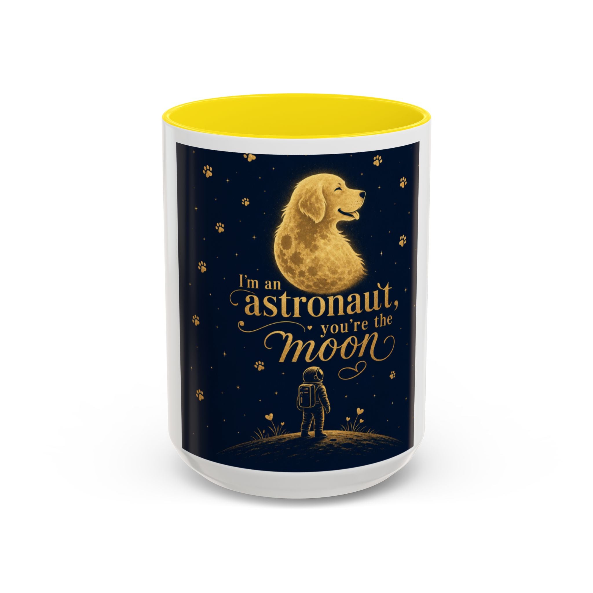 Accent Coffee Mug — “I’m an Astronaut, You’re the Moon” Dog Moonlight Design