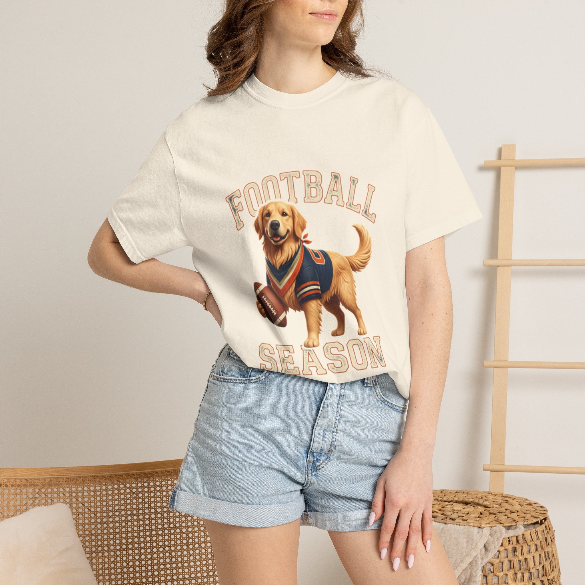 Football Season T-Shirt — Golden Retriever with Football