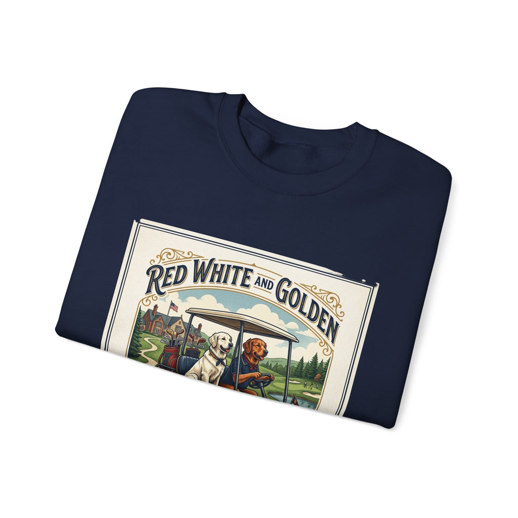 Golf Club Crewneck Sweatshirt - "Red White and Golden" Vintage Golf Cartoon