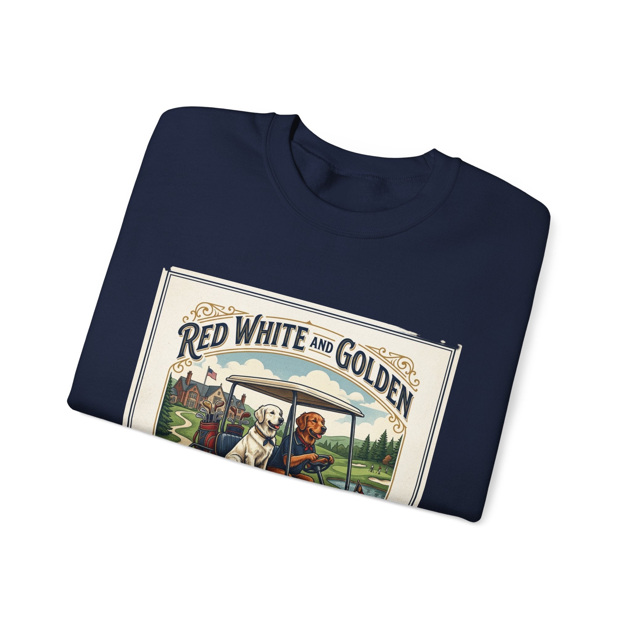 Golf Club Crewneck Sweatshirt - "Red White and Golden" Vintage Golf Cartoon