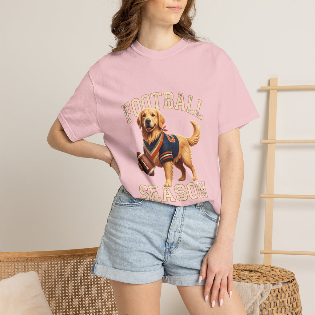 Football Season T-Shirt — Golden Retriever with Football
