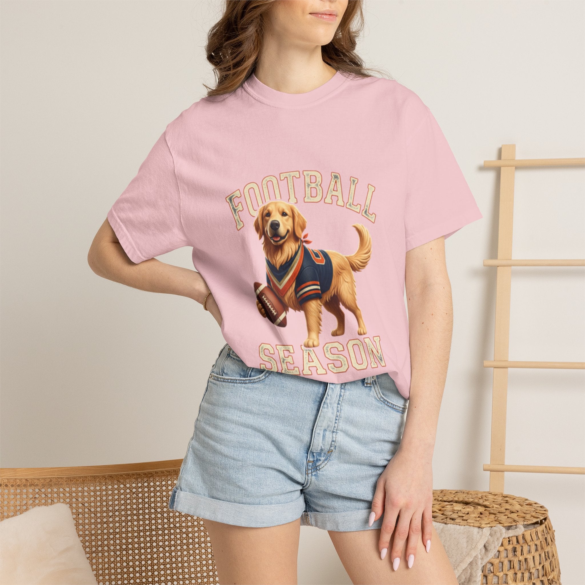 Football Season T-Shirt — Golden Retriever with Football